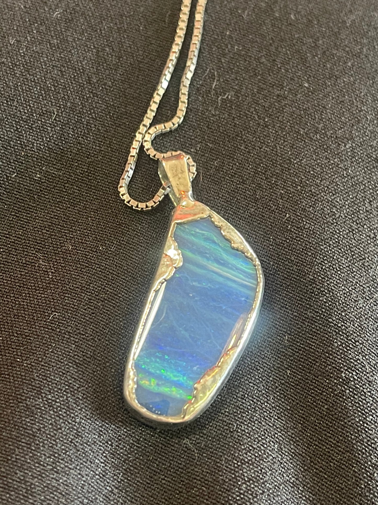 Australian Boulder Opal Pendant in Solid Silver