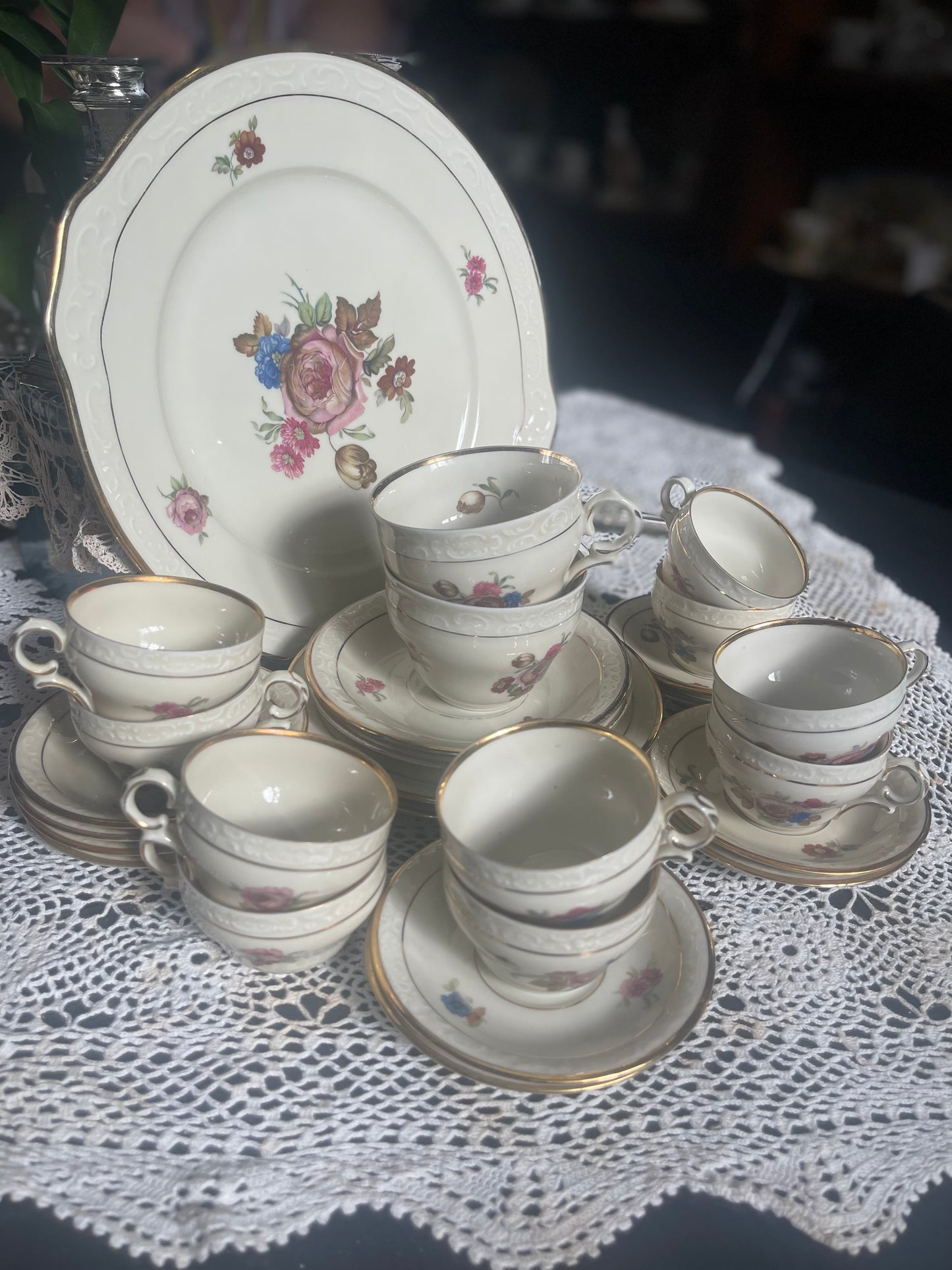 Vintage 1920s Kjøbenhavns Porcelain Espresso Coffee Cups, Maleri KPM