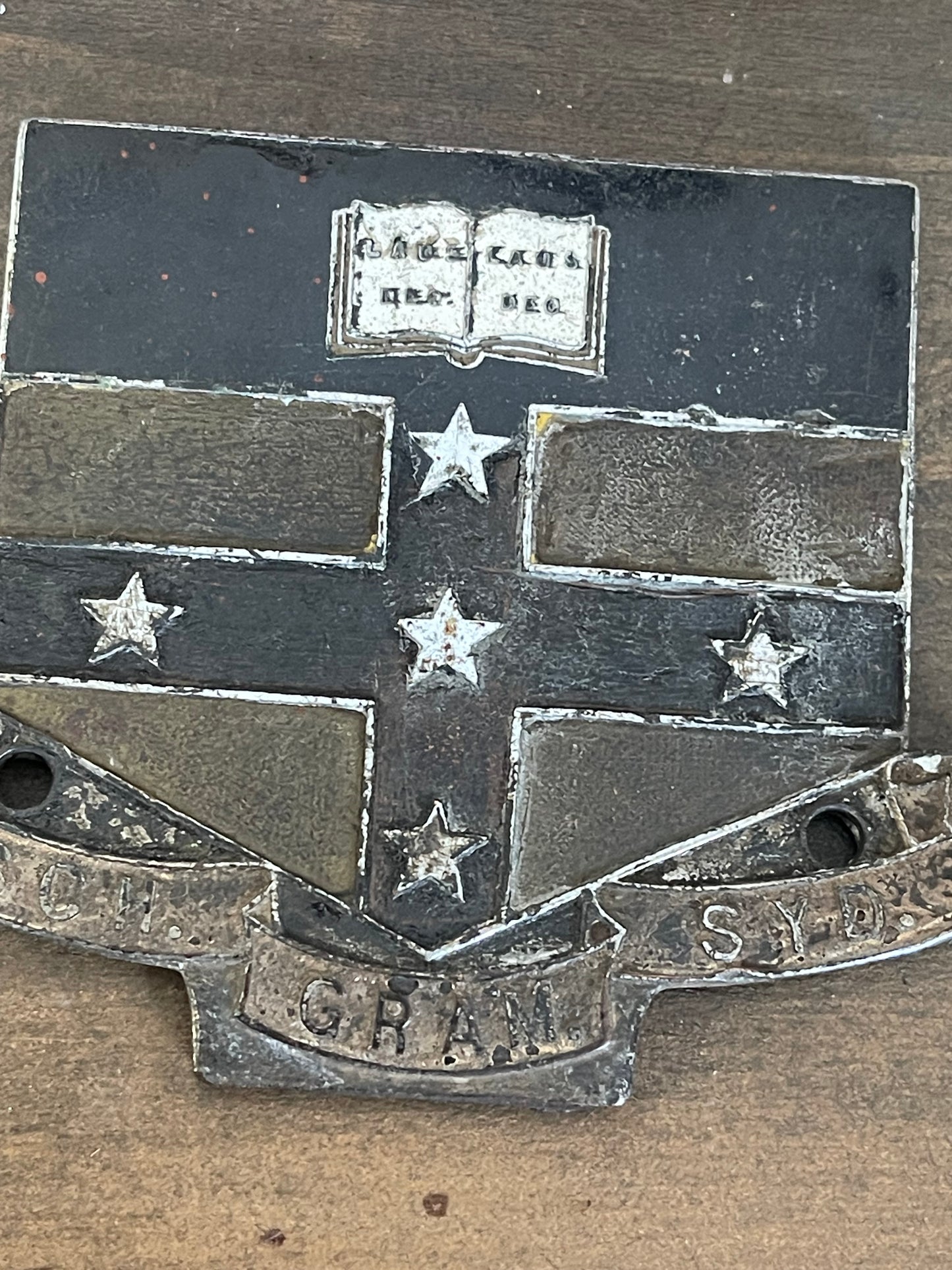 Sydney Grammar School Enamelled Vehicle Badge By Angus & Coote, 1930s