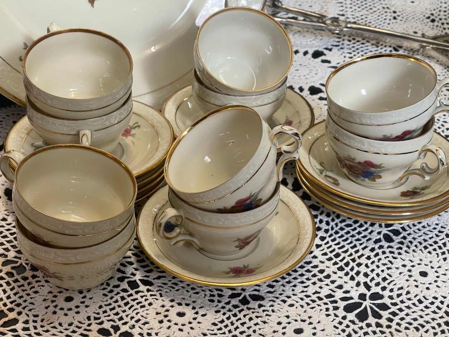 Vintage 1920s Kjøbenhavns Porcelain Espresso Coffee Cups, Maleri KPM