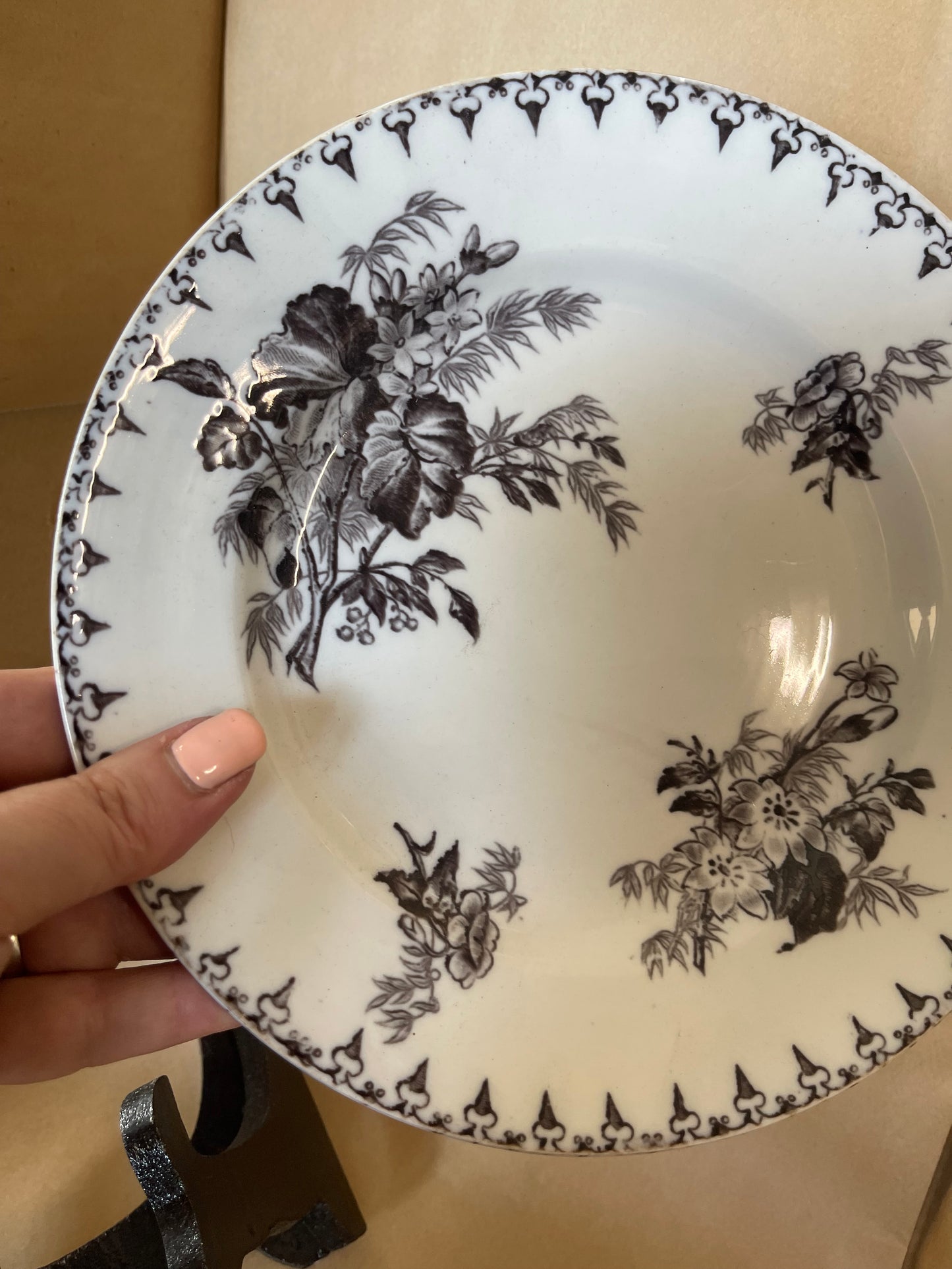 1910 Antique French Transfer ware plate Flore UC Sarrreguemines