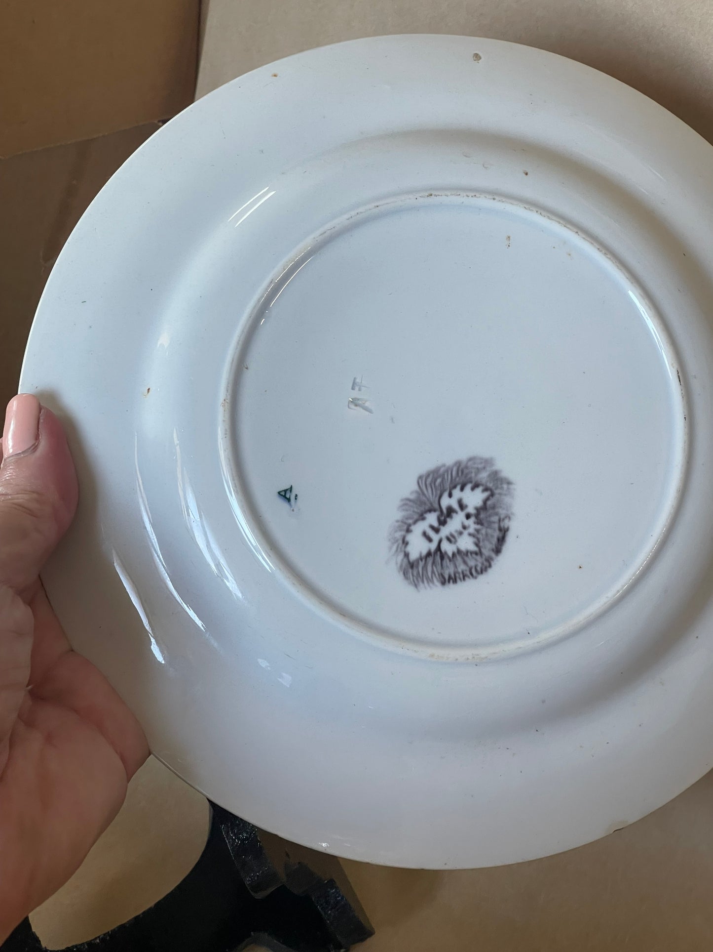 1910 Antique French Transfer ware plate Flore UC Sarrreguemines