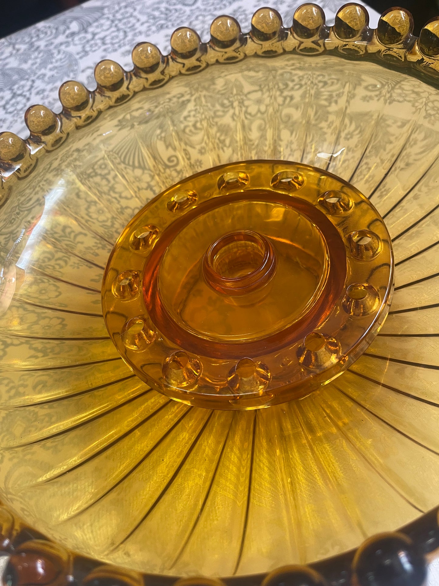 Josef Inwald Two flamingoes Float Bowl Set in Amber c.1930s
