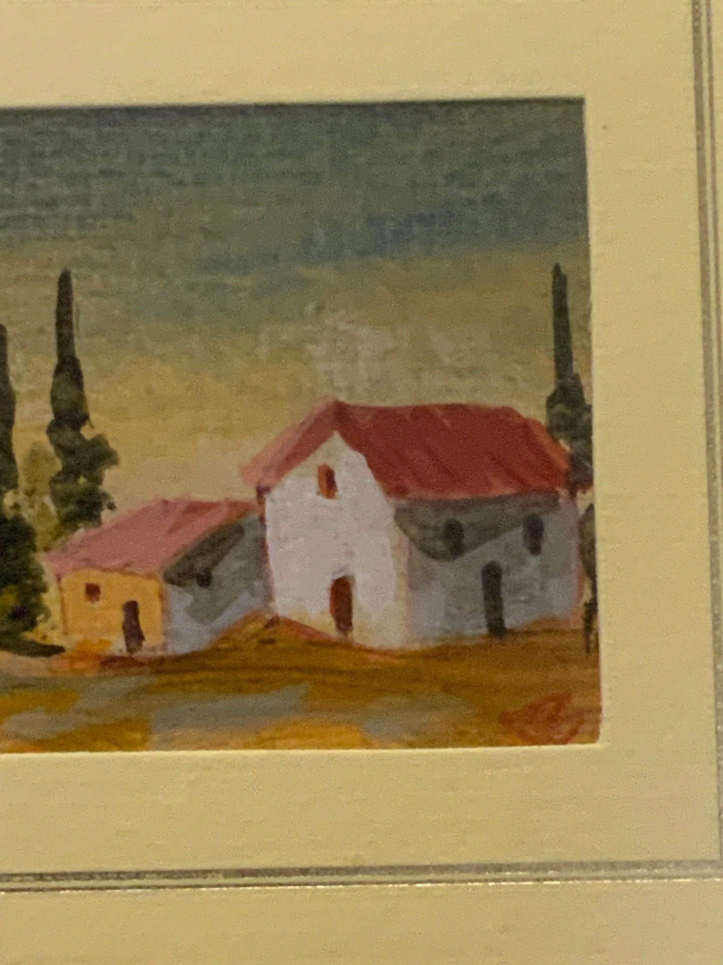 Vintage Mediterranean Miniature Landscape (Framed) — 1970s style