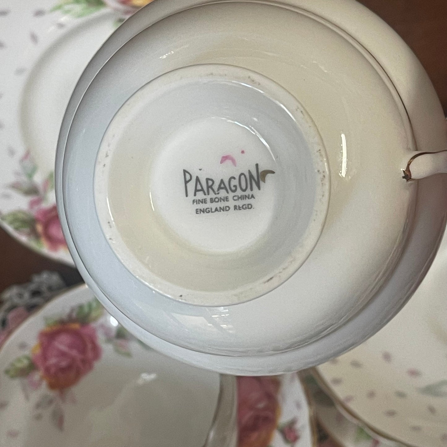 PARAGON Bone China Roses Tea Cup Set Trio England