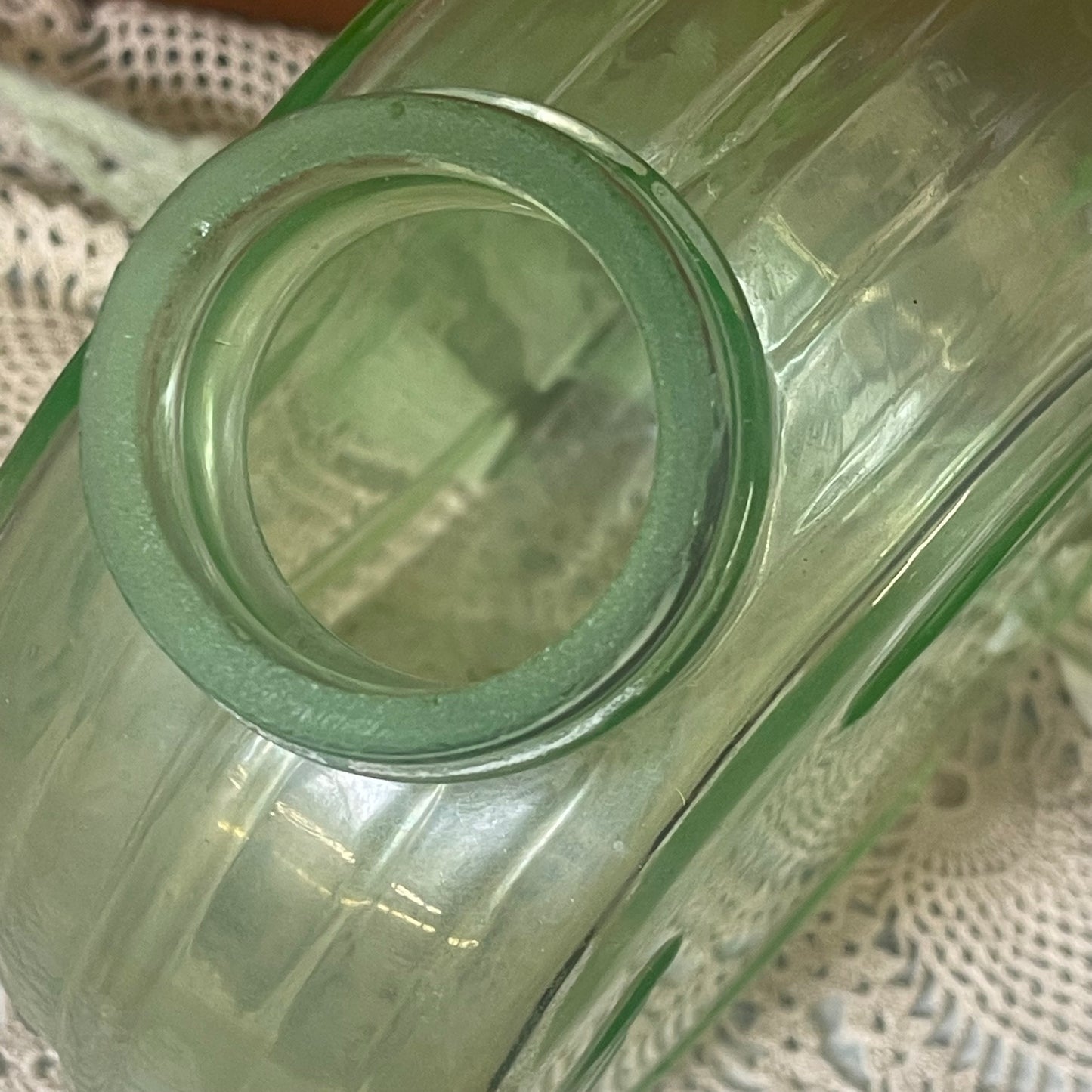 Rare Uranium Glass Flask Bottle — 1930s