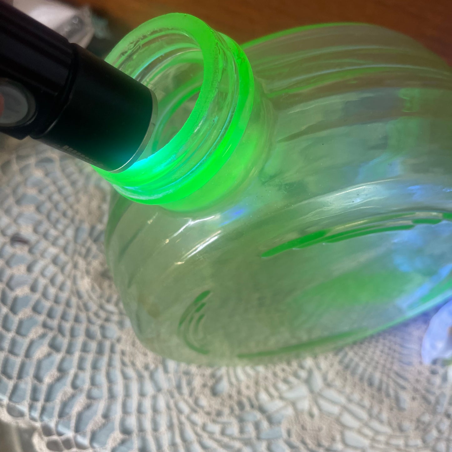 Rare Uranium Glass Flask Bottle — 1930s