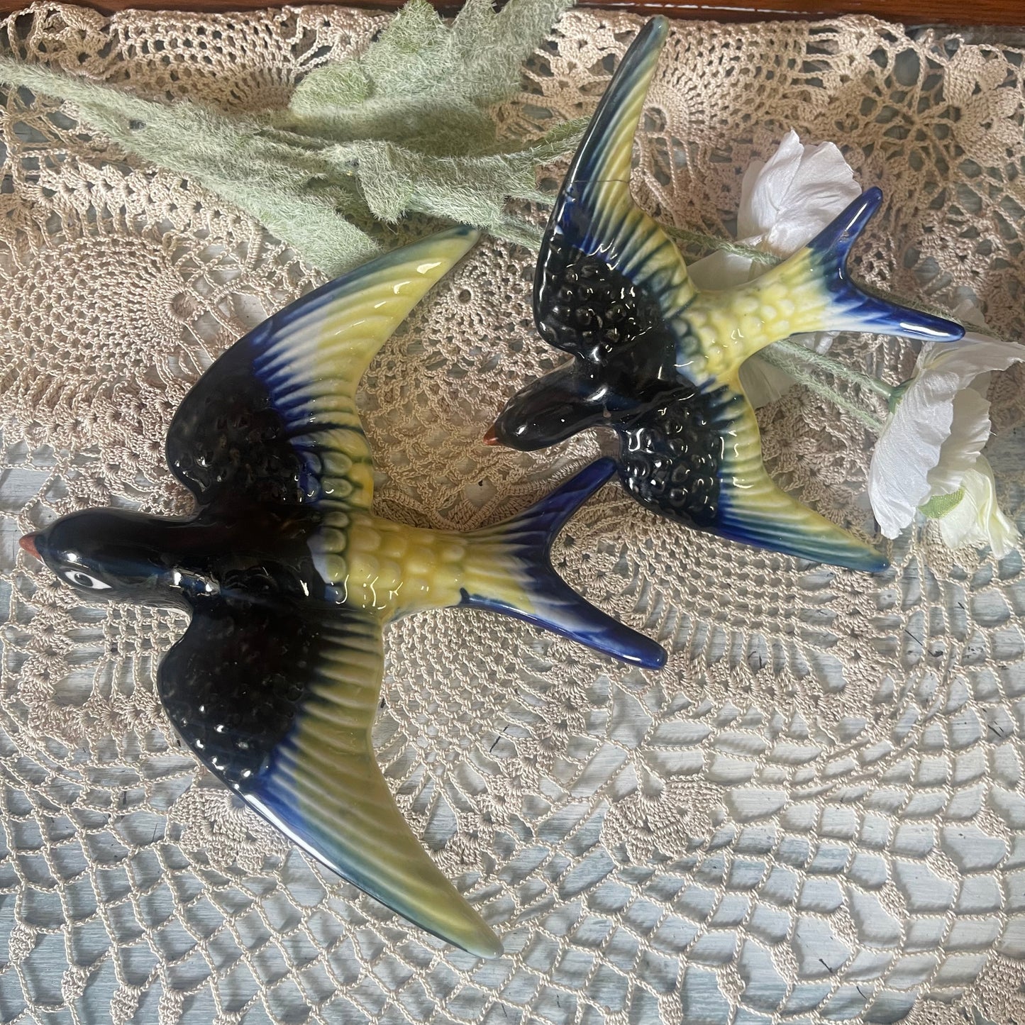 Pair of Ceramic Swallows , Japan — c.1950s