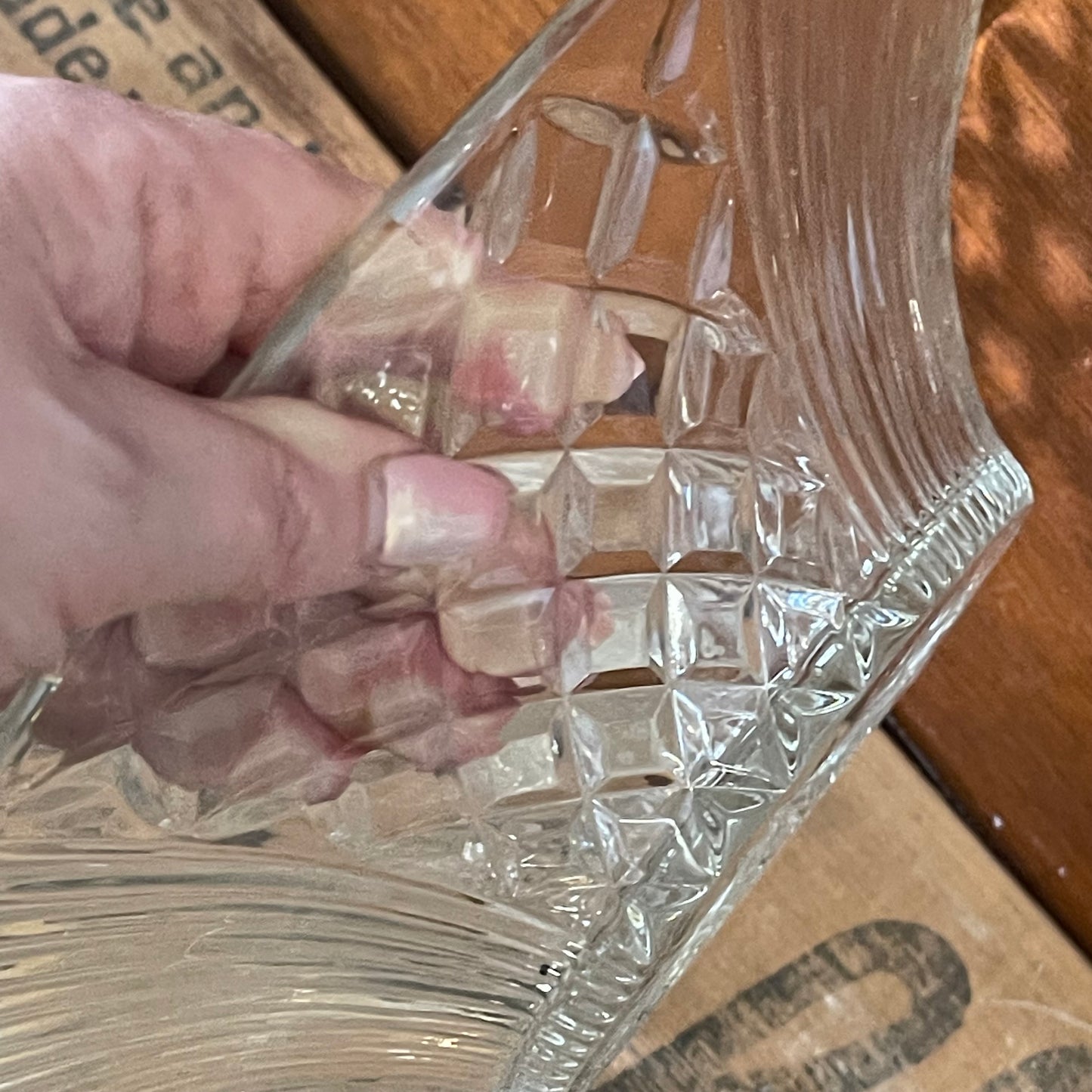 Czech Libochovice #1805 Lady Gathering Flowers Frosted and clear Glass Flower Frog & Bowl