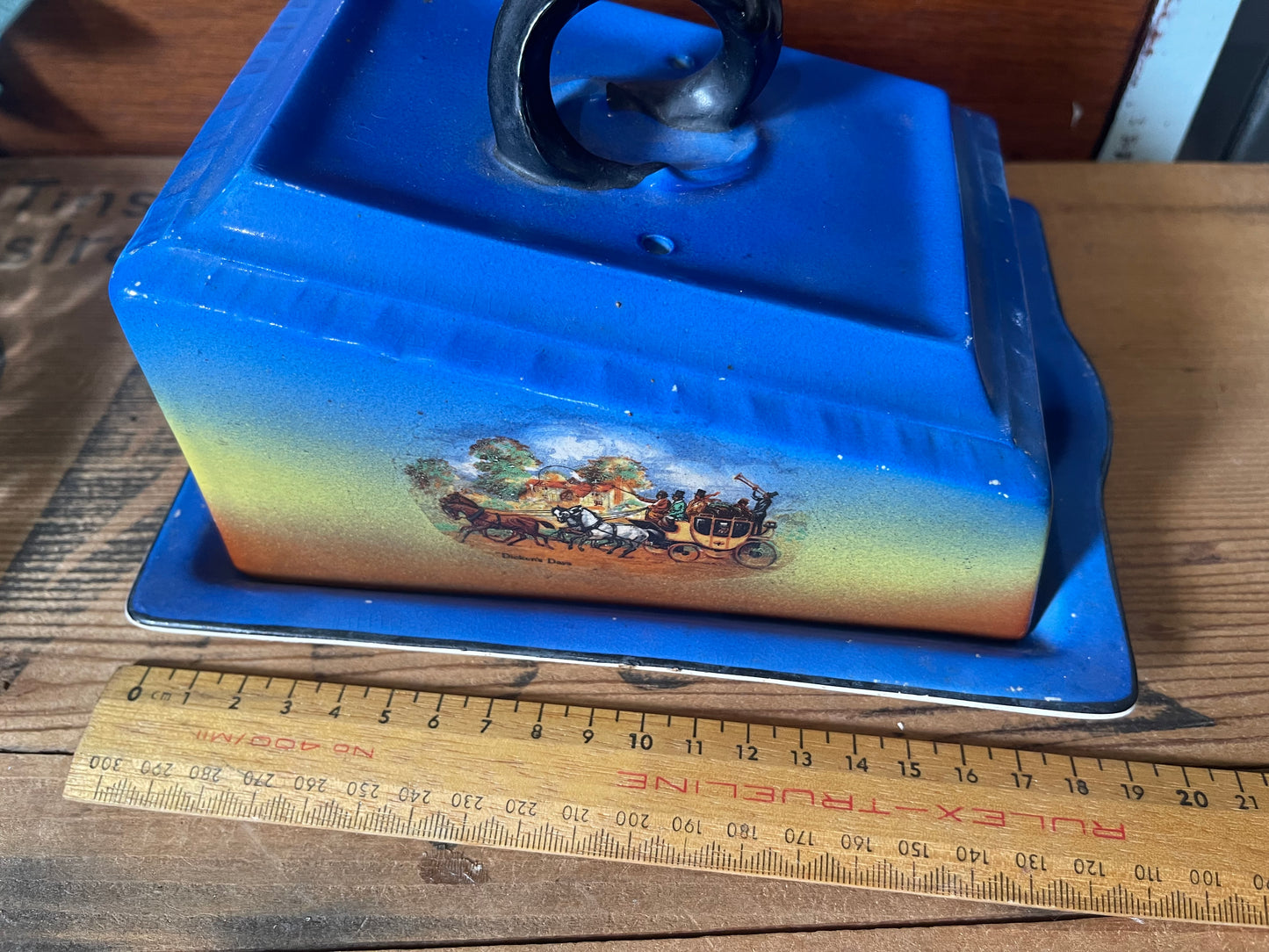 H & K Tunstall Old English Dickens Days cheese dome or rectangular butter dish