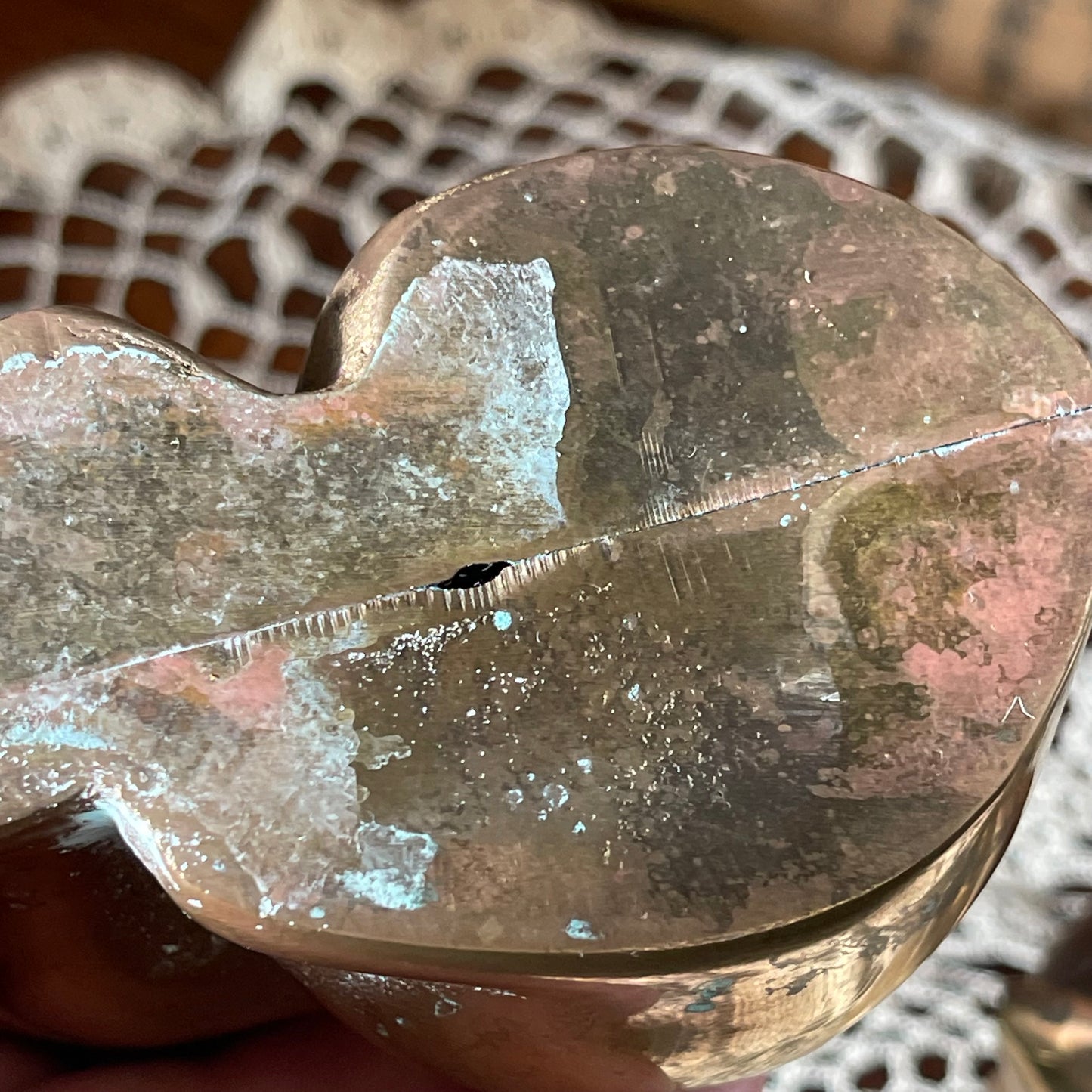 Pair of Vintage Solid Brass Cats — Floral Collar Design