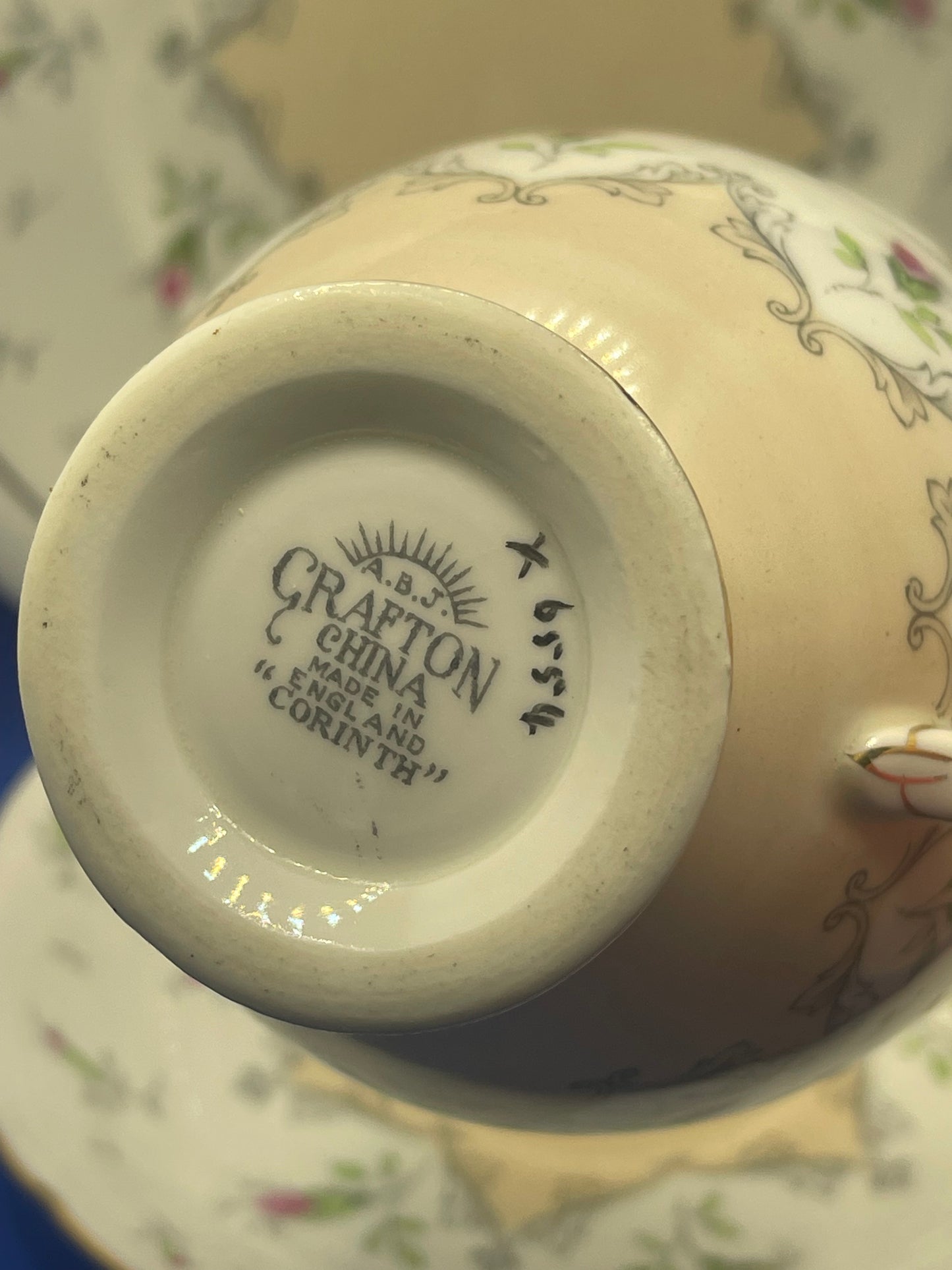 Vintage 1950s Grafton Fine Bone ‘Corinth’ Teacup Trio