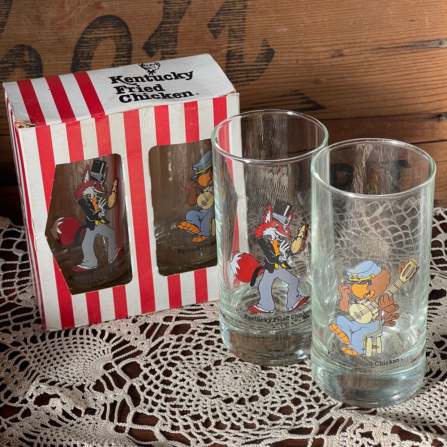 Vintage KFC “Banjo Band” Glass Set (Boxed Pair)