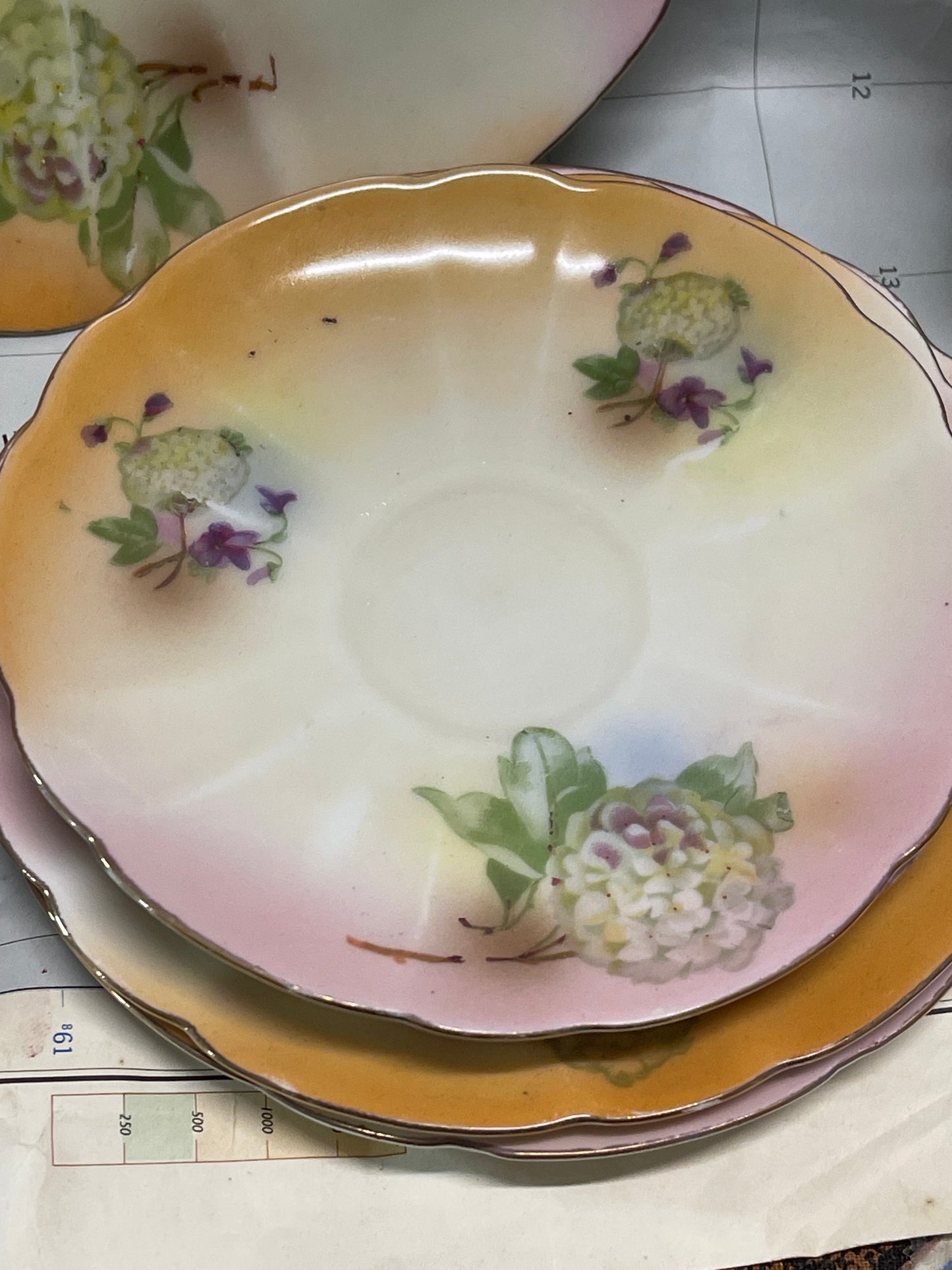 Hand-Painted Japanese Tea Set c.1920s - 4 Place Setting with Cake Plate & Jug