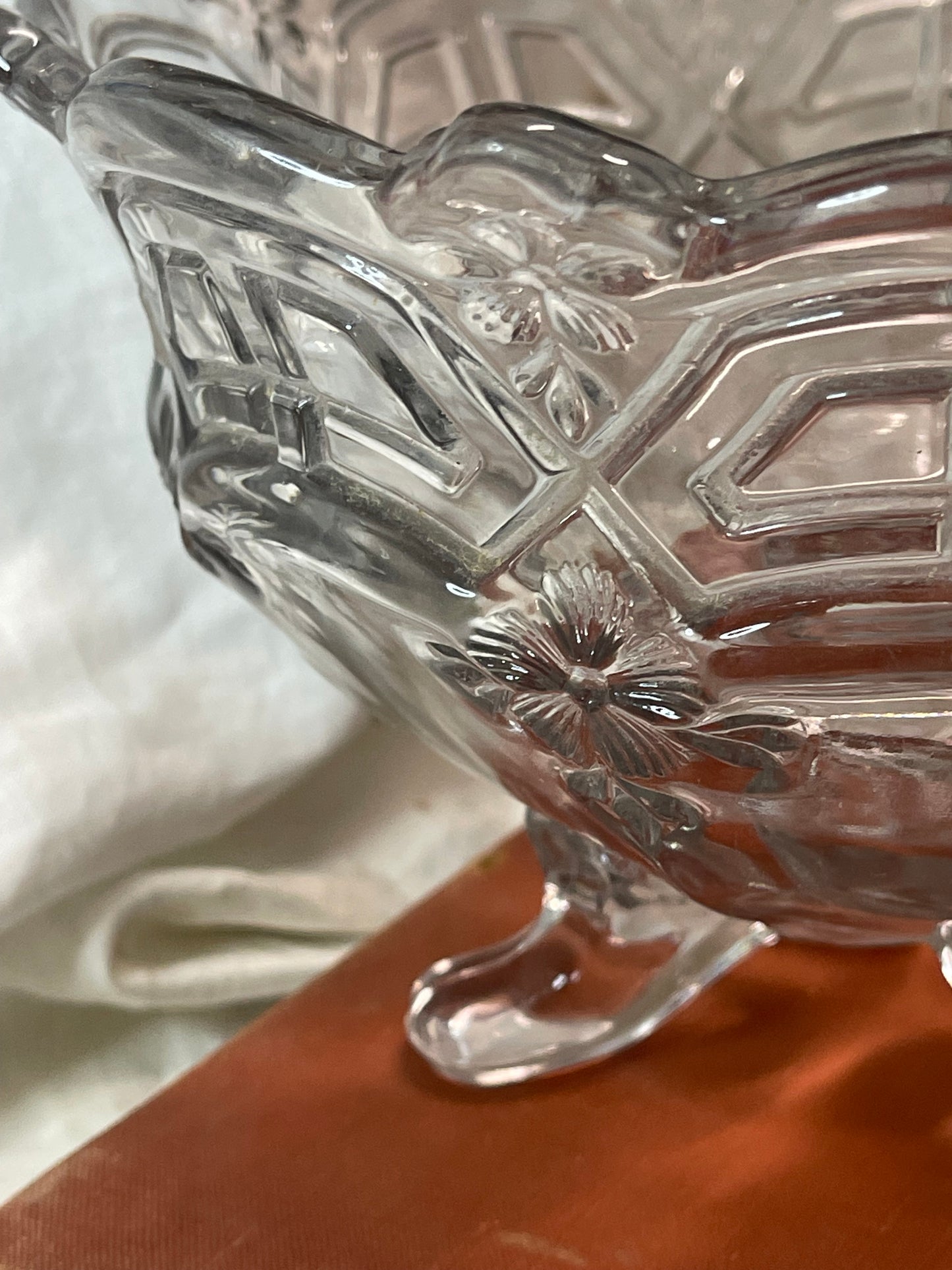 Edwardian Pressed Glass Fruit Bowl Likely Davidson, England c. 1910–1920