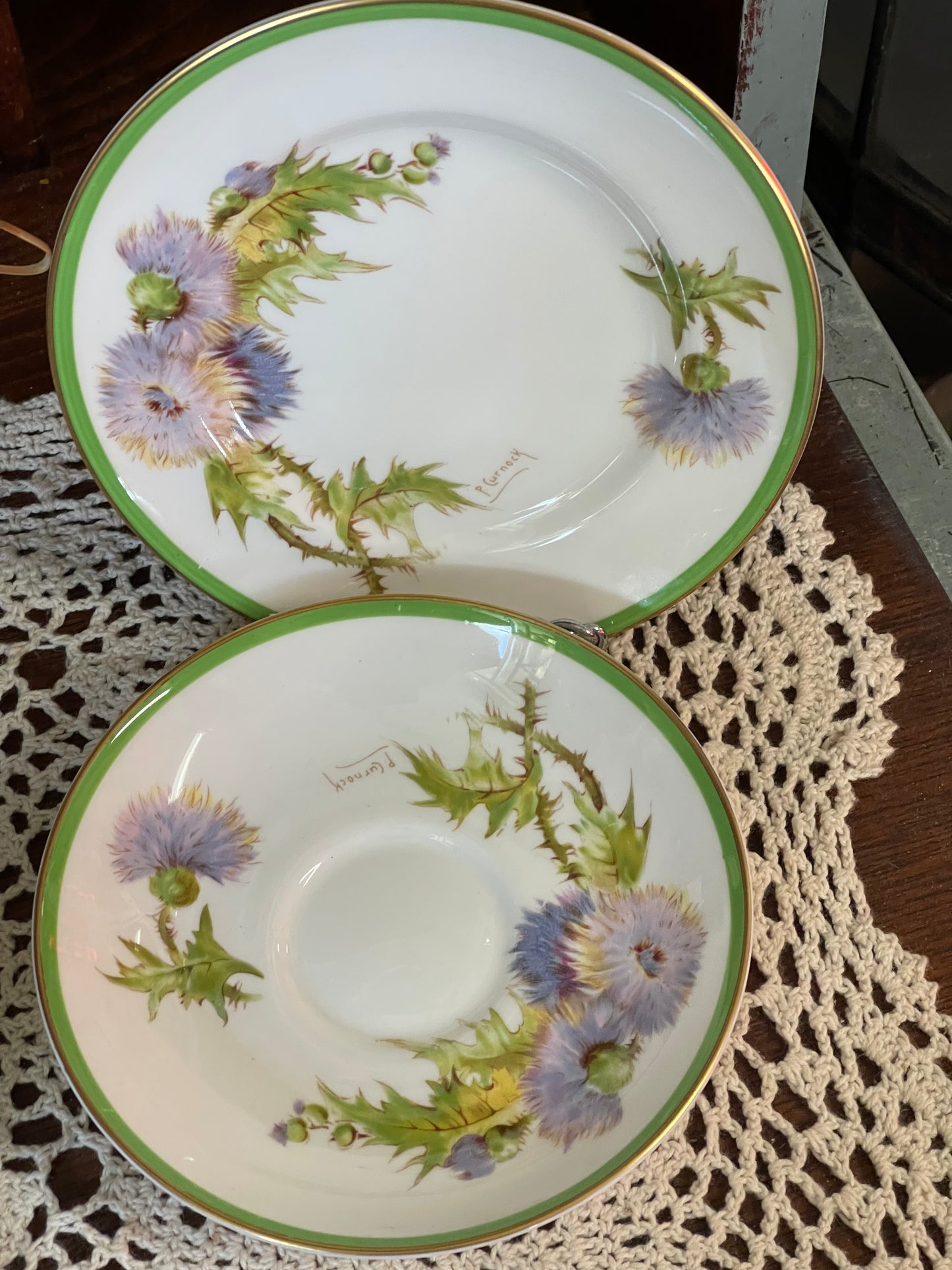 Royal Doulton Royal Doulton “Glamis Thistle” Trio by Percy Curnock – Fine Bone China, England Trio
