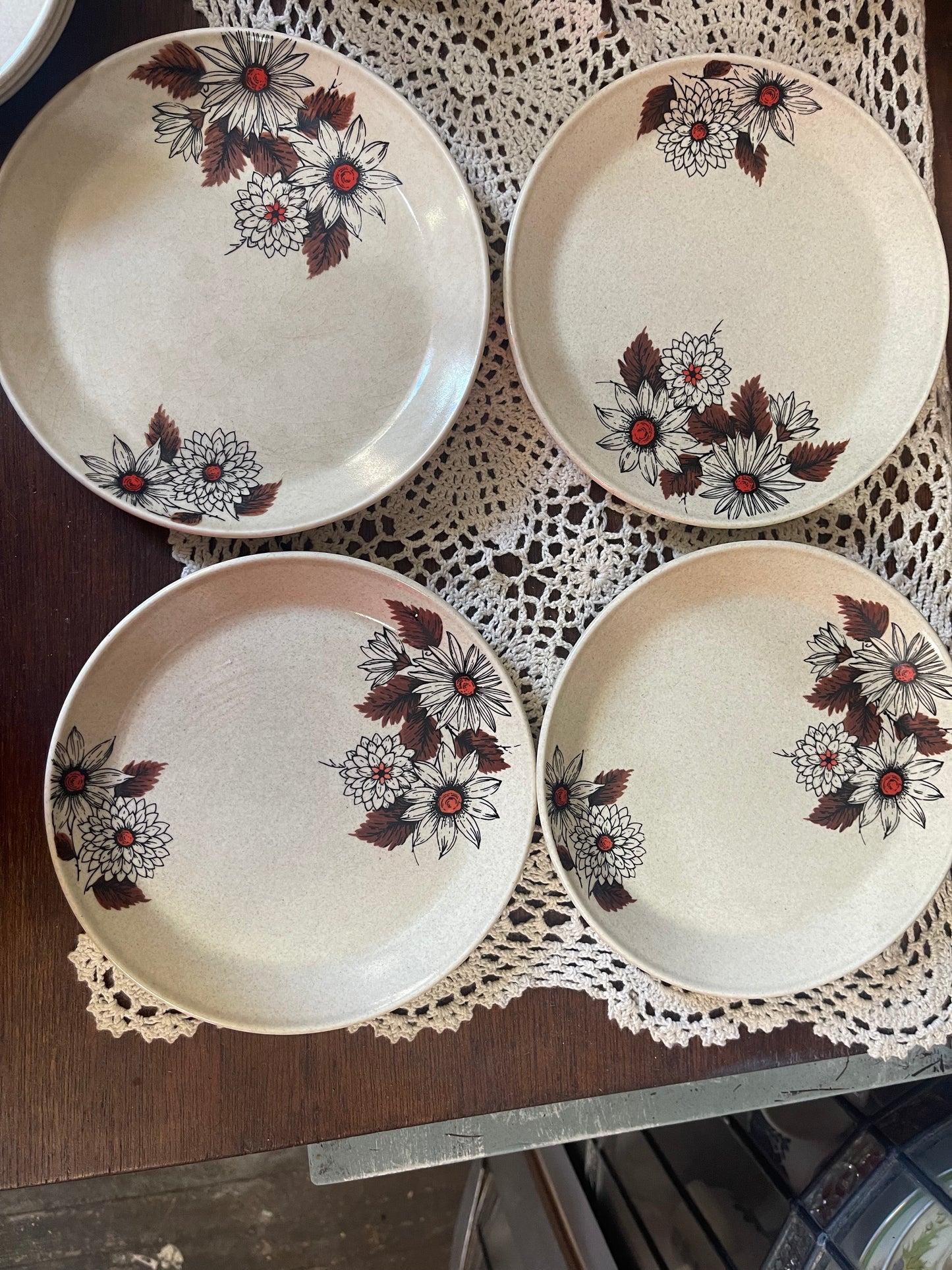 Vintage Johnson of Australia ‘Russet’ Stoneware Coffee Trio Set – Set of 4 (1970s)