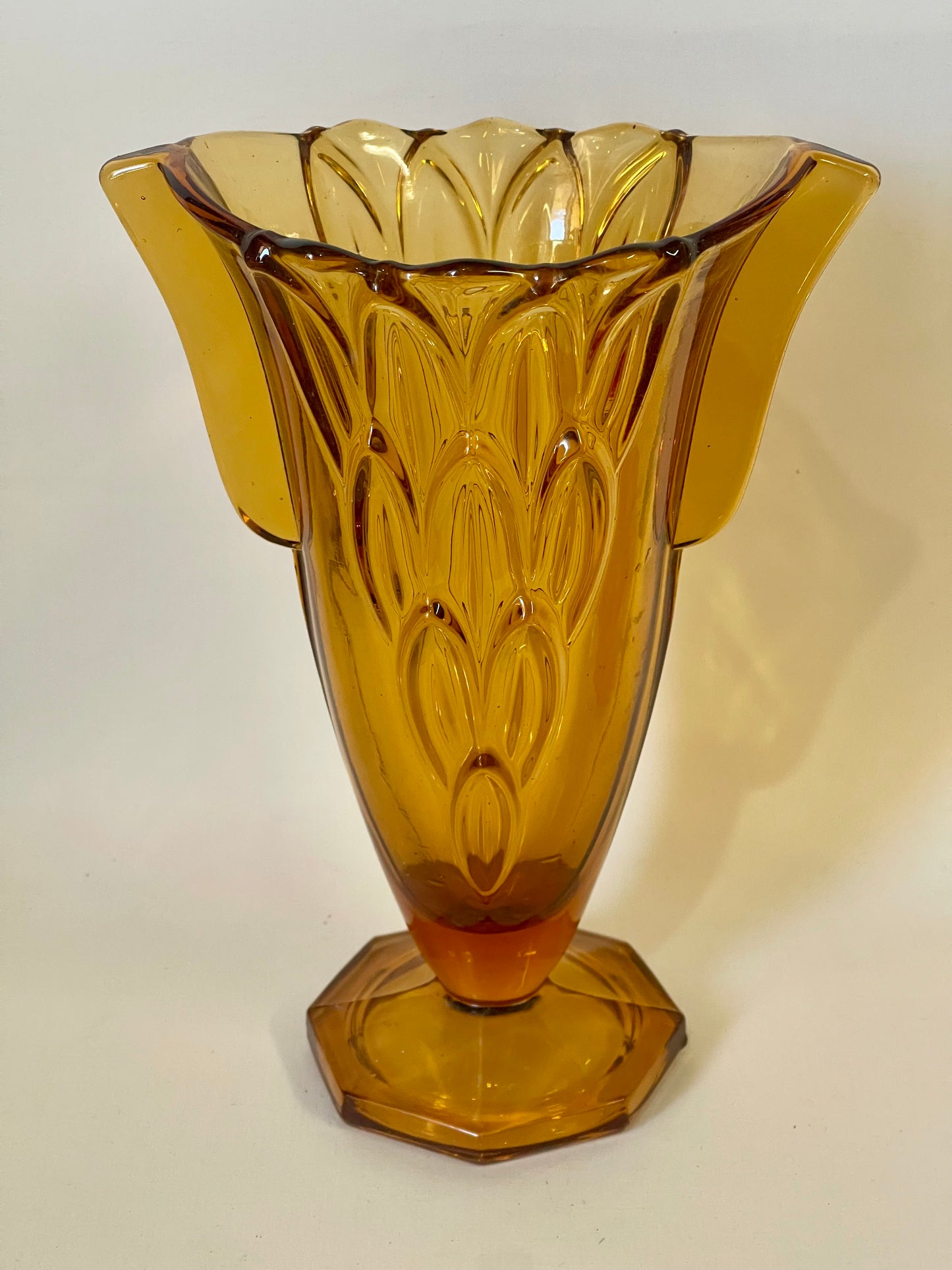 Art Deco amber glass vase, Stölzle Hermanova Hut, Czech Republic, 1930s