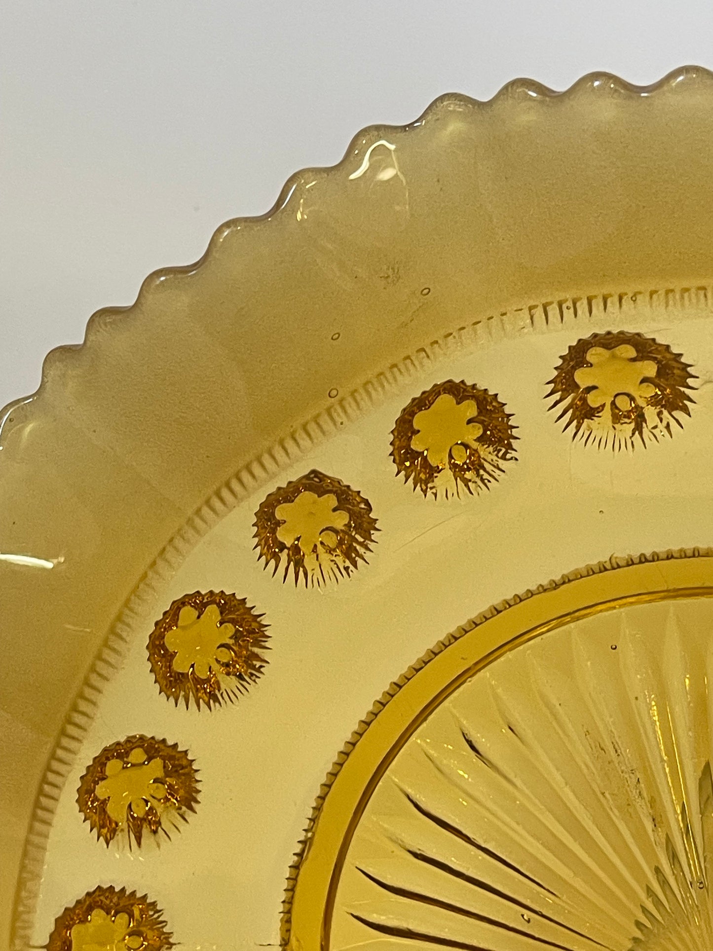 Vintage Art Deco Davidson Amber Glass ‘BlackBerry Print’ Dish