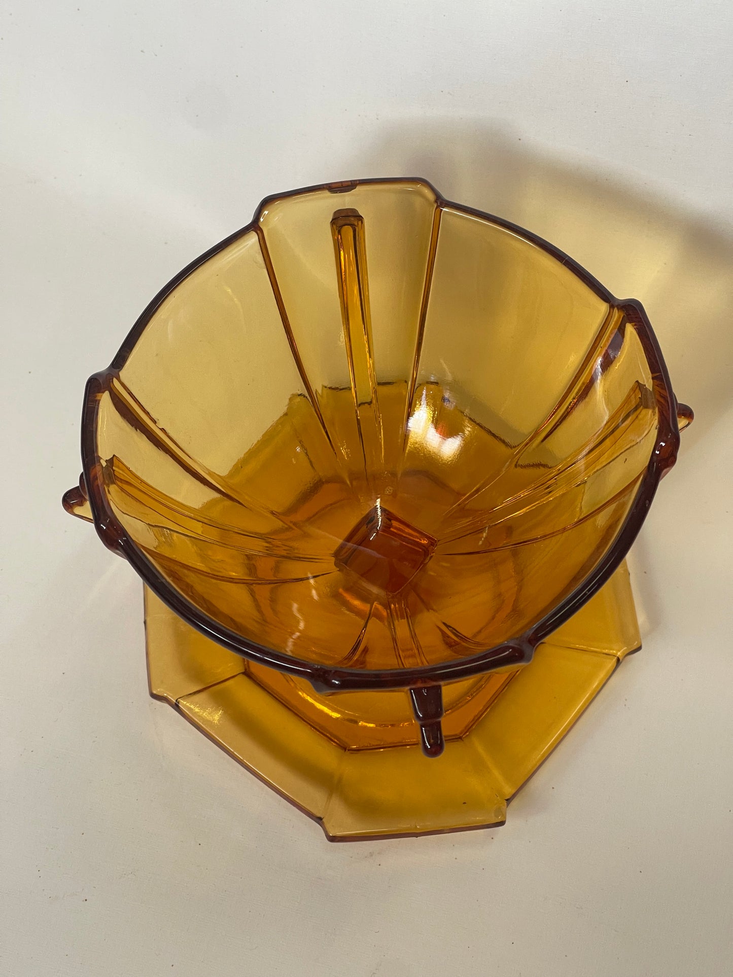 Art Deco amber glass sundae dish