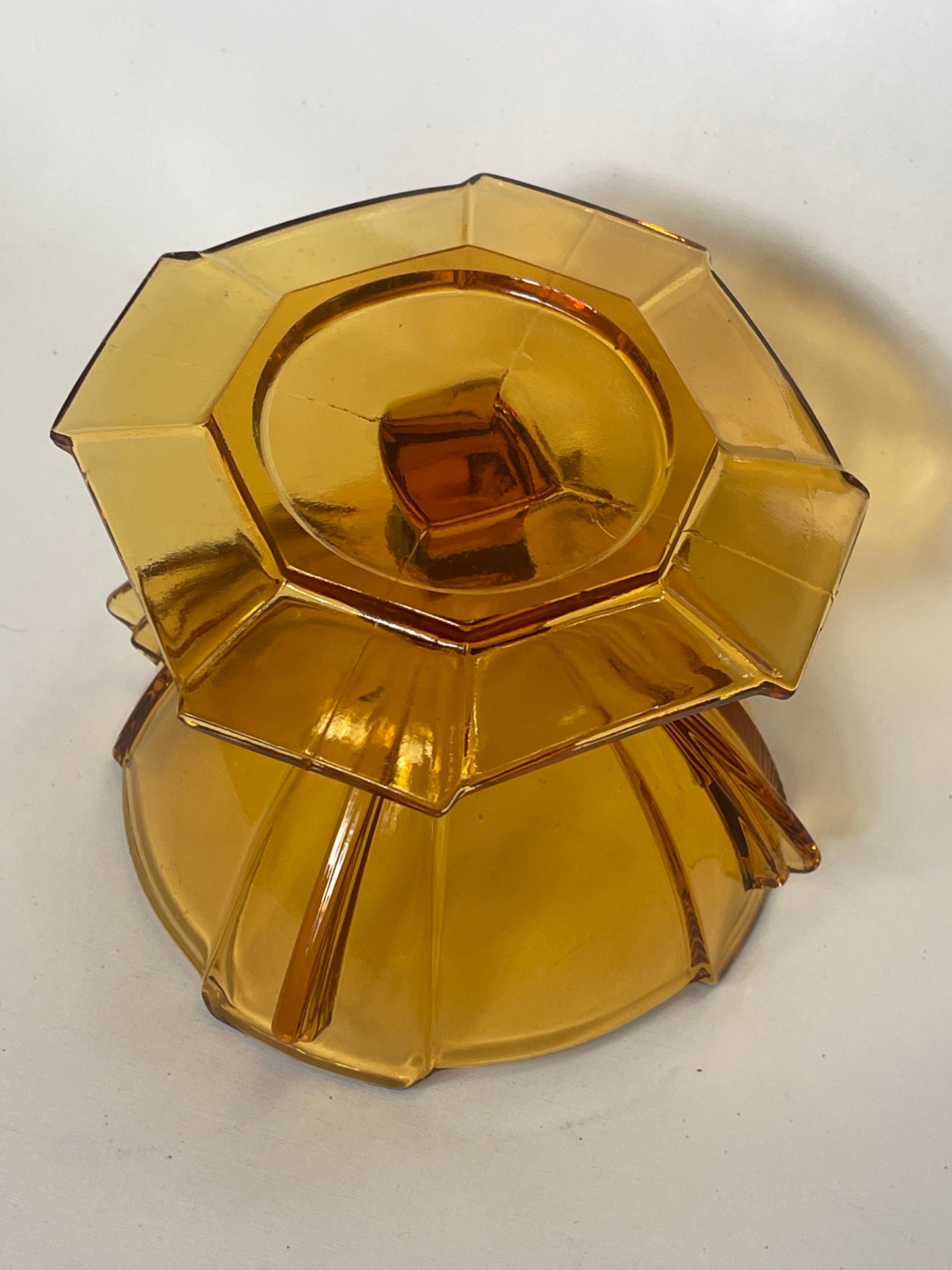 Art Deco amber glass sundae dish