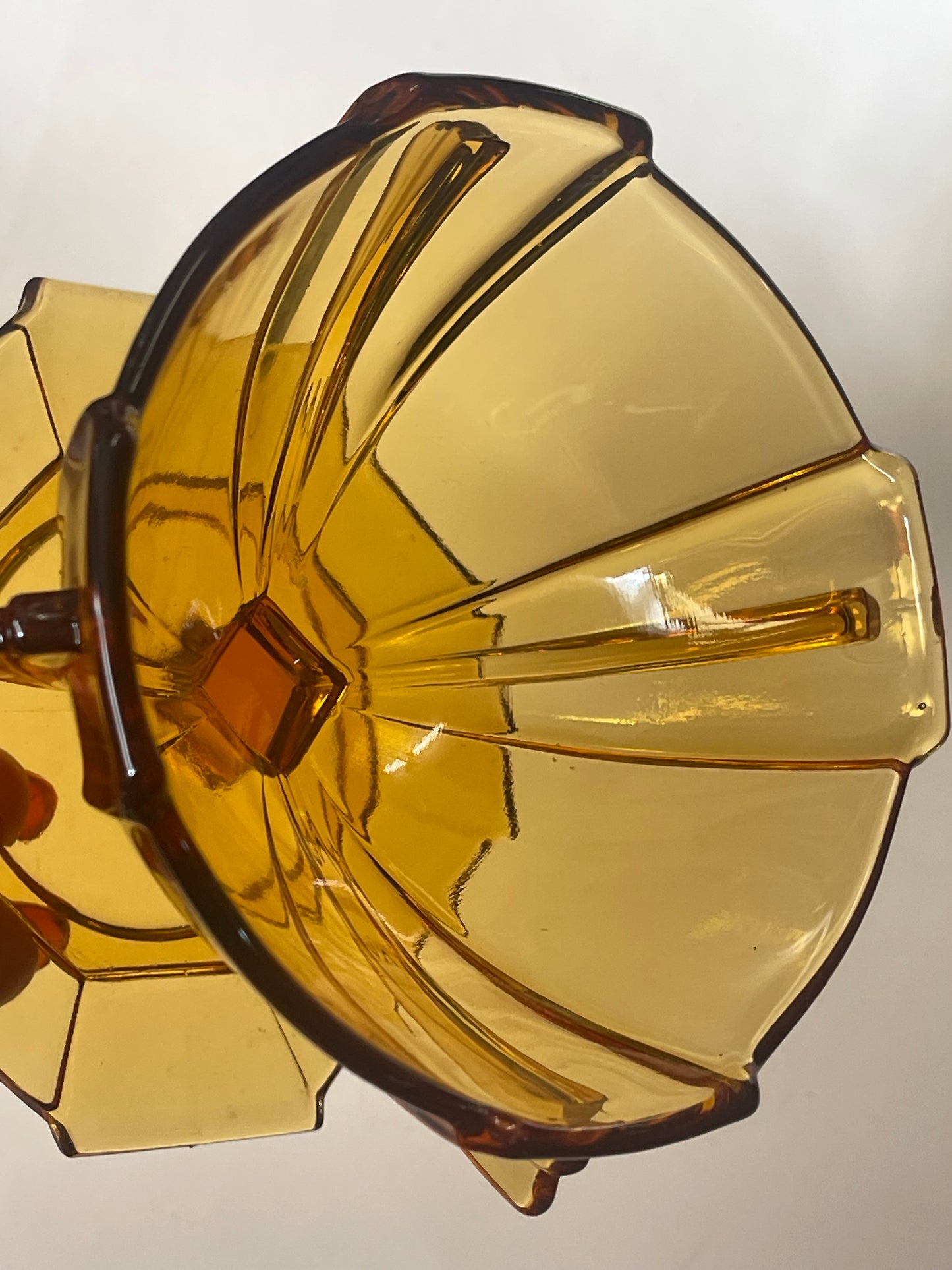 Art Deco amber glass sundae dish
