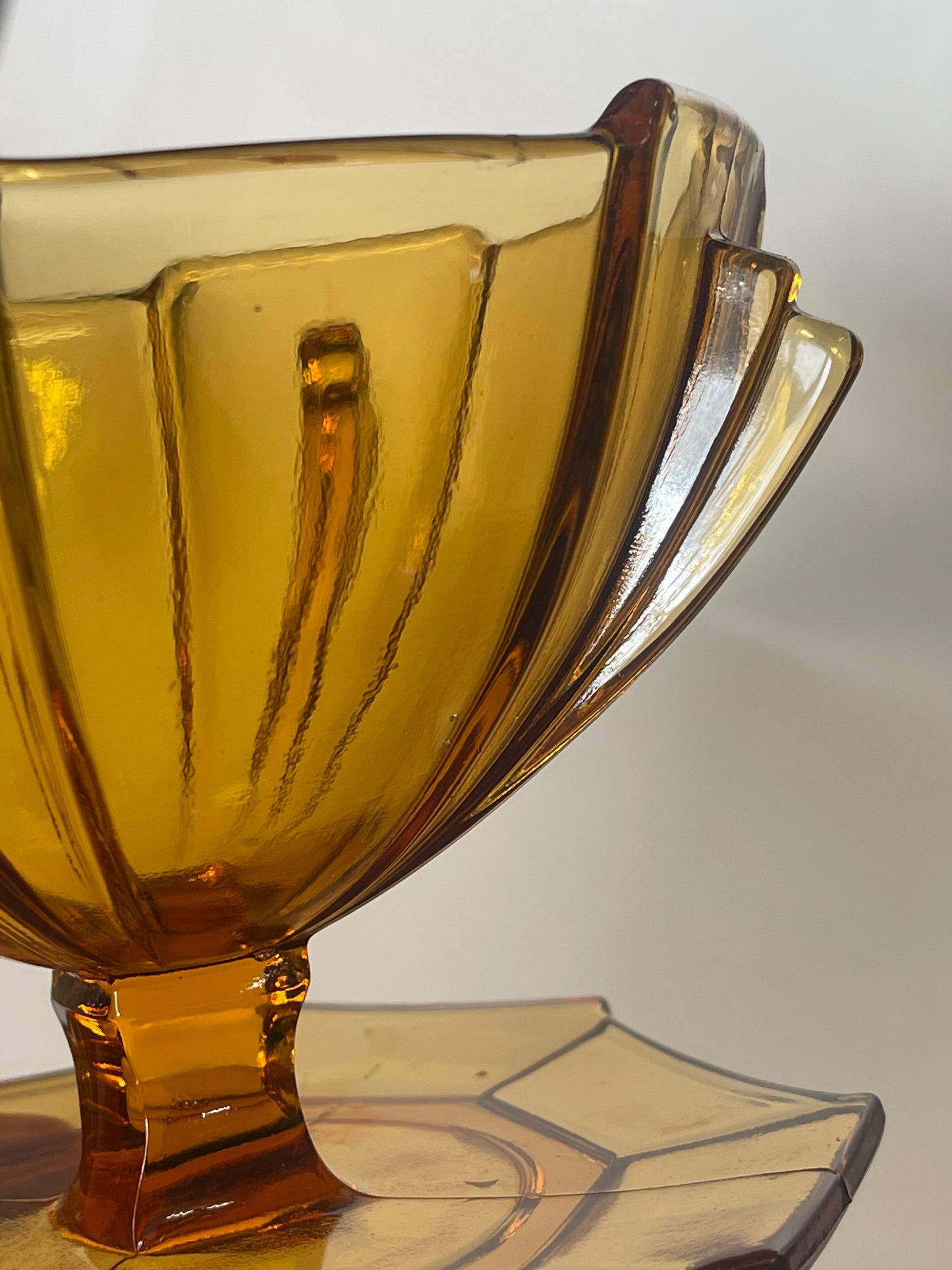 Art Deco amber glass sundae dish