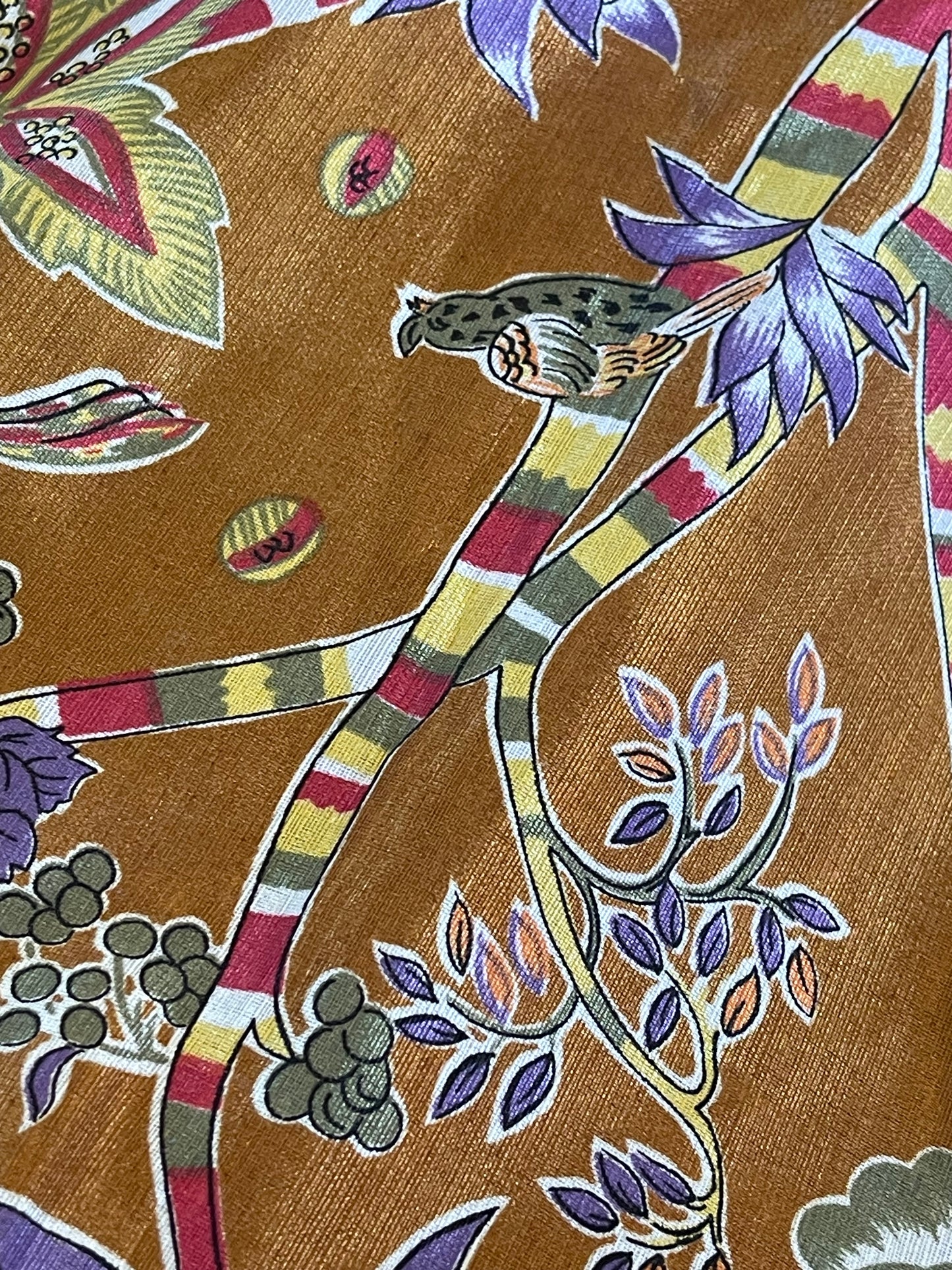 Vintage Italian Scarf – Autumn Floral with Ribbon Border (1970s) | 78cm