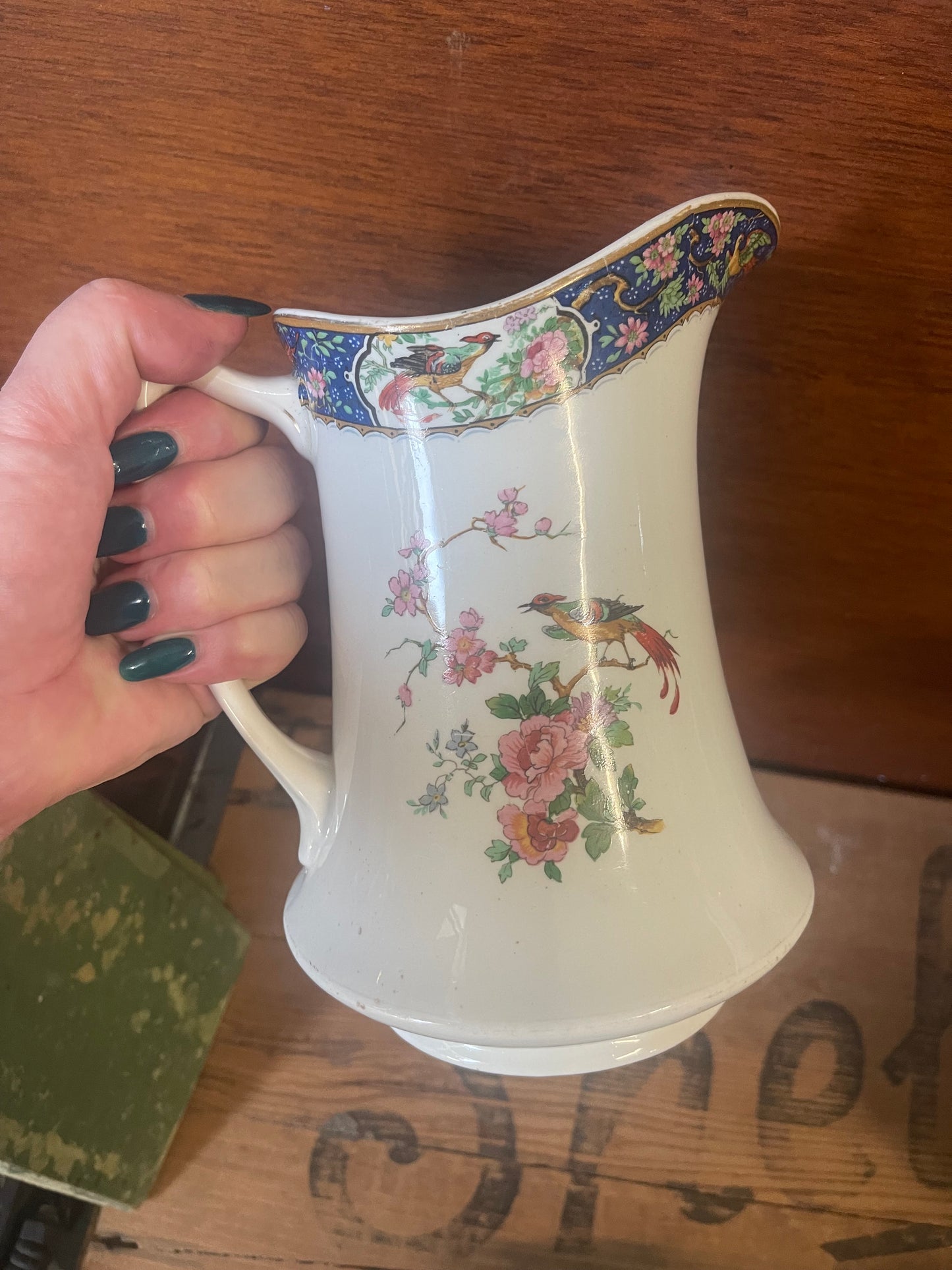 1920s Grindley England BRAINTREE Jug - Birds of Paradise ~ BLUE