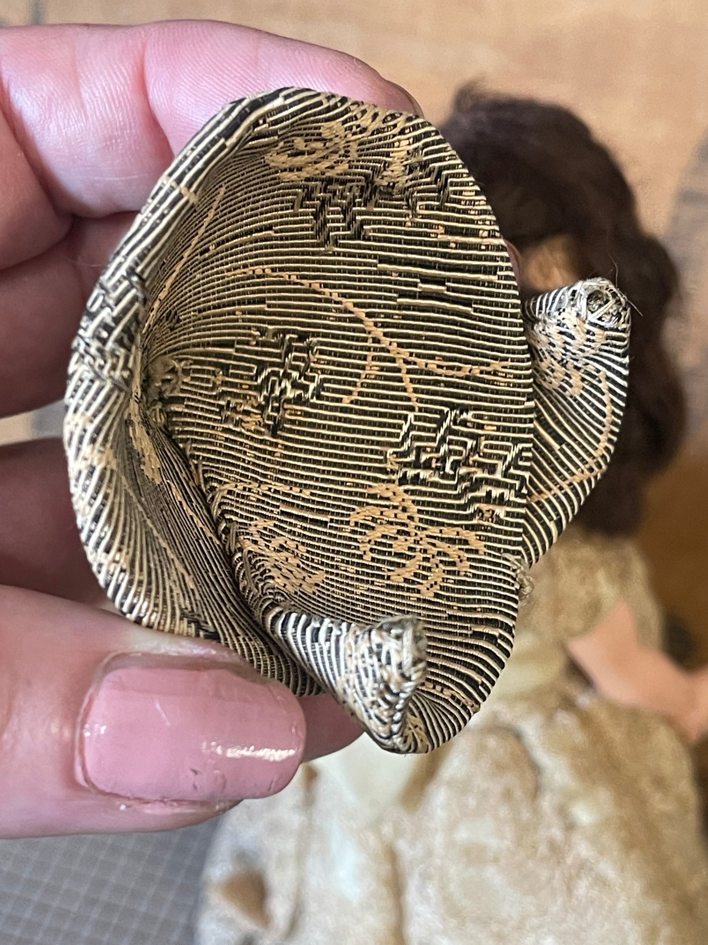 1950s Hard Plastic Lace Dress Doll – Cone Hat – 20cm – Mid-Century Bridal / Debutante Style