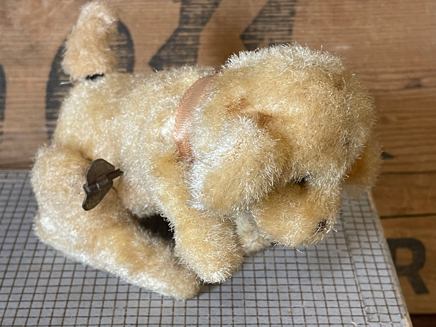 Vintage Japanese Clockwork Trick Dog (c.1950s) – Flocked Plush – Non Working