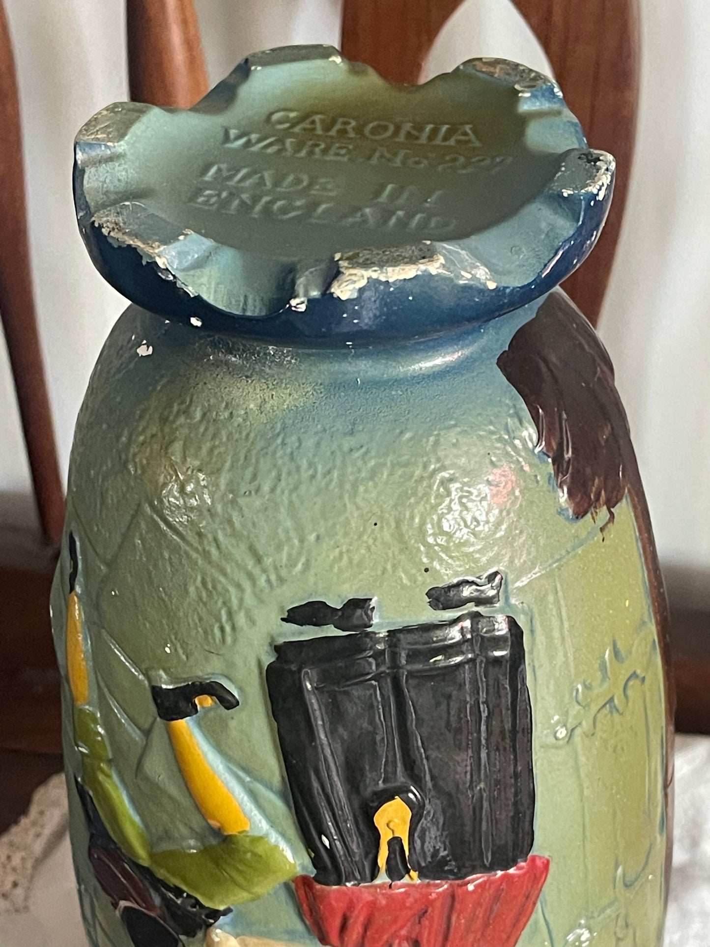 Caronia Ware No.222 “Continental Courtship” Relief Vase (c.1930s–40s)