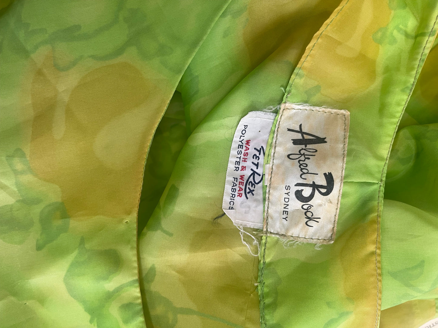 Vintage 1960s lime green dress by Alfred Bock Sydney size 12 104cm Bust