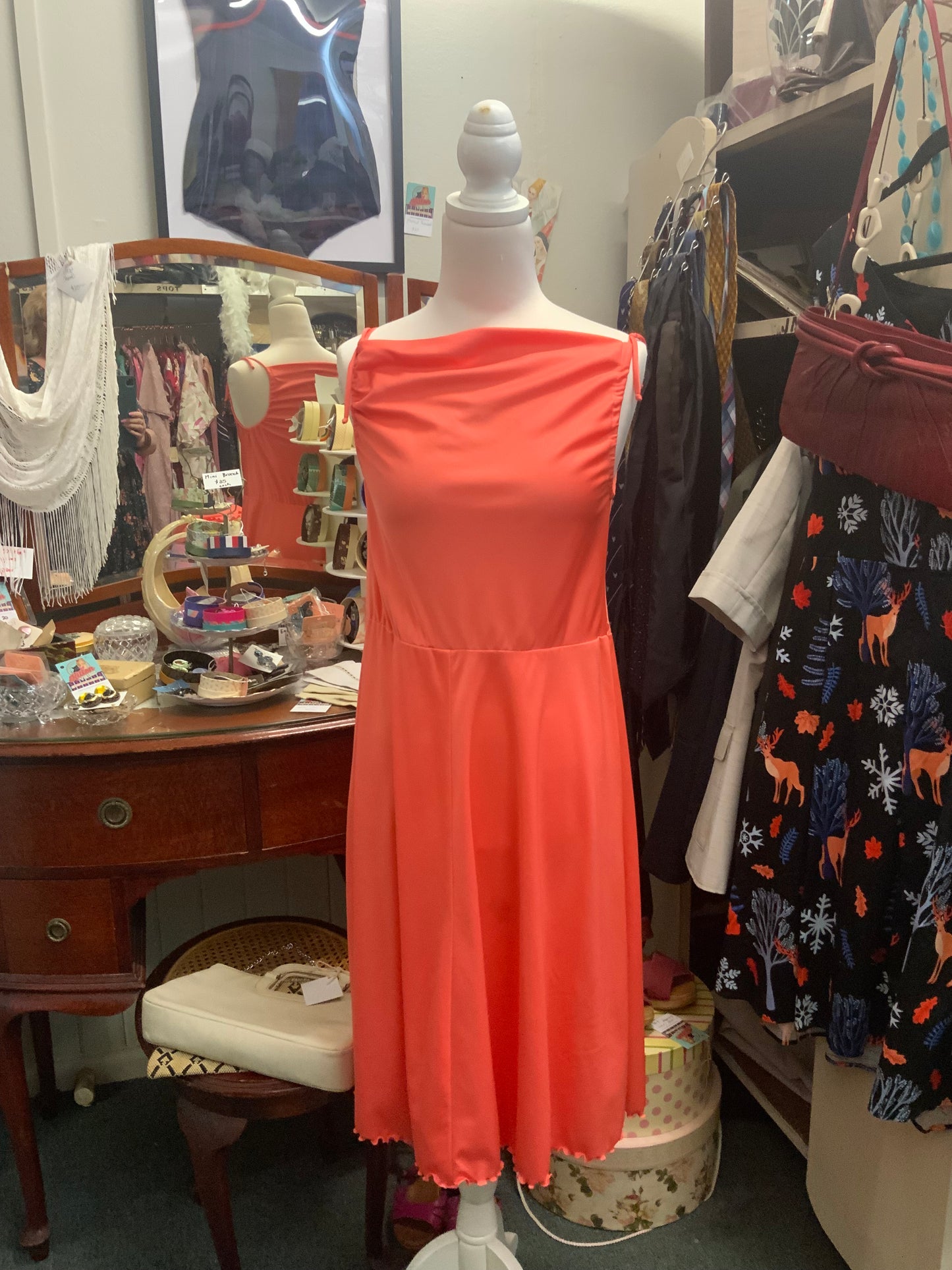 Vintage 1980s bright lemon yellow day dress size 8 - 10