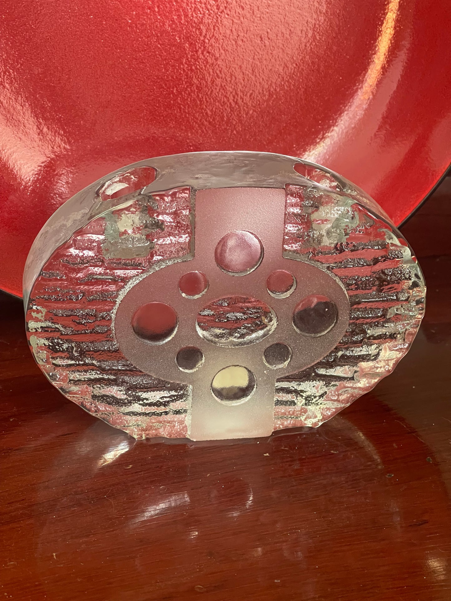 1970s Swedish Textured Art Glass Statement Piece Candle Holder by Nybro Glasbruk