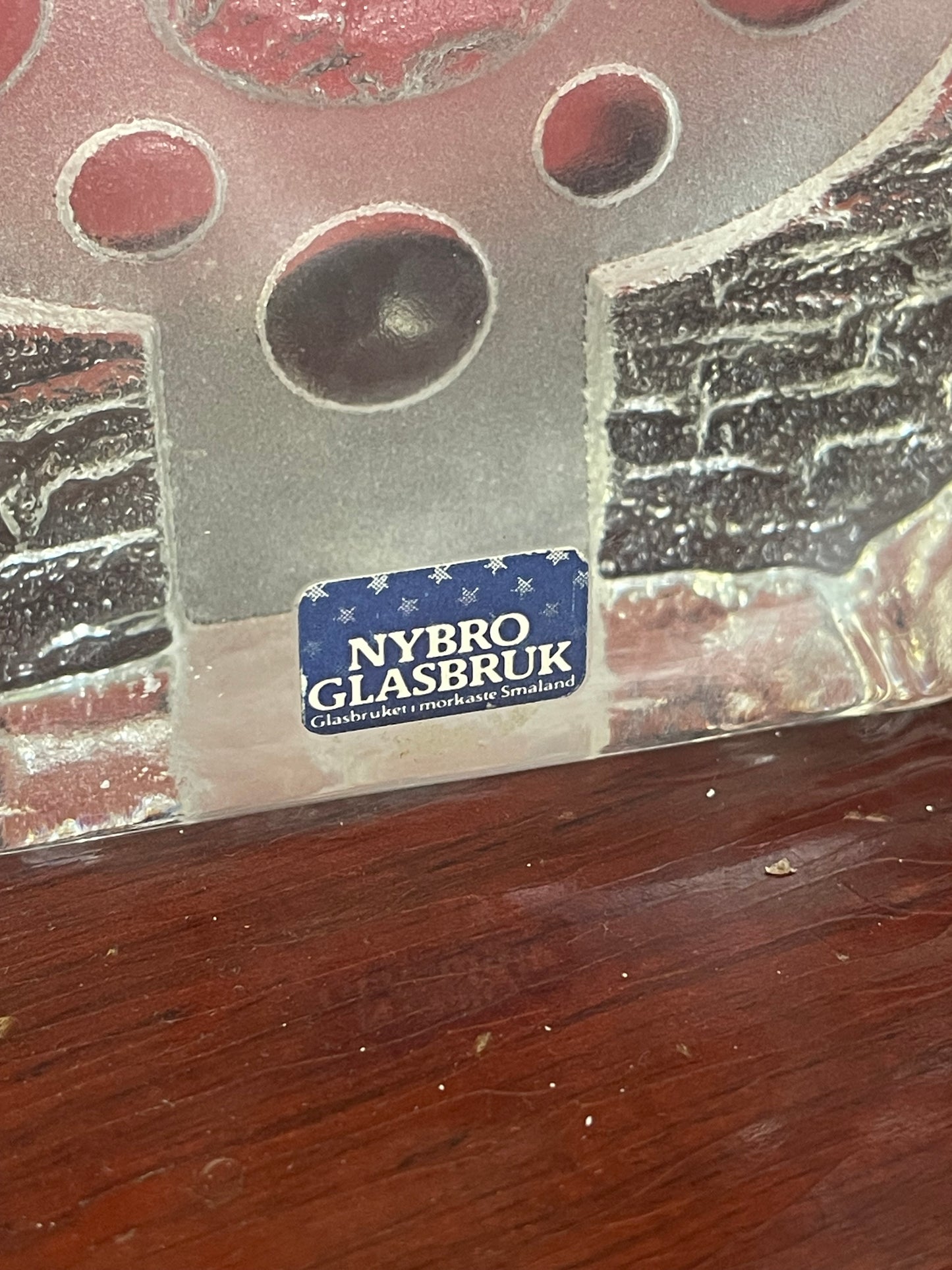 1970s Swedish Textured Art Glass Statement Piece Candle Holder by Nybro Glasbruk