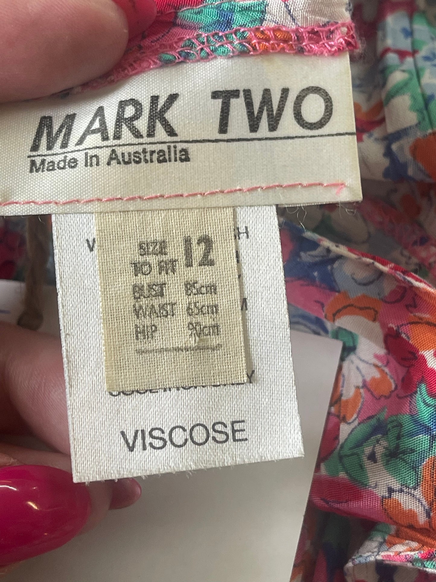Vintage 80s does 30s silky floral dress by Mark Two, size 10-12