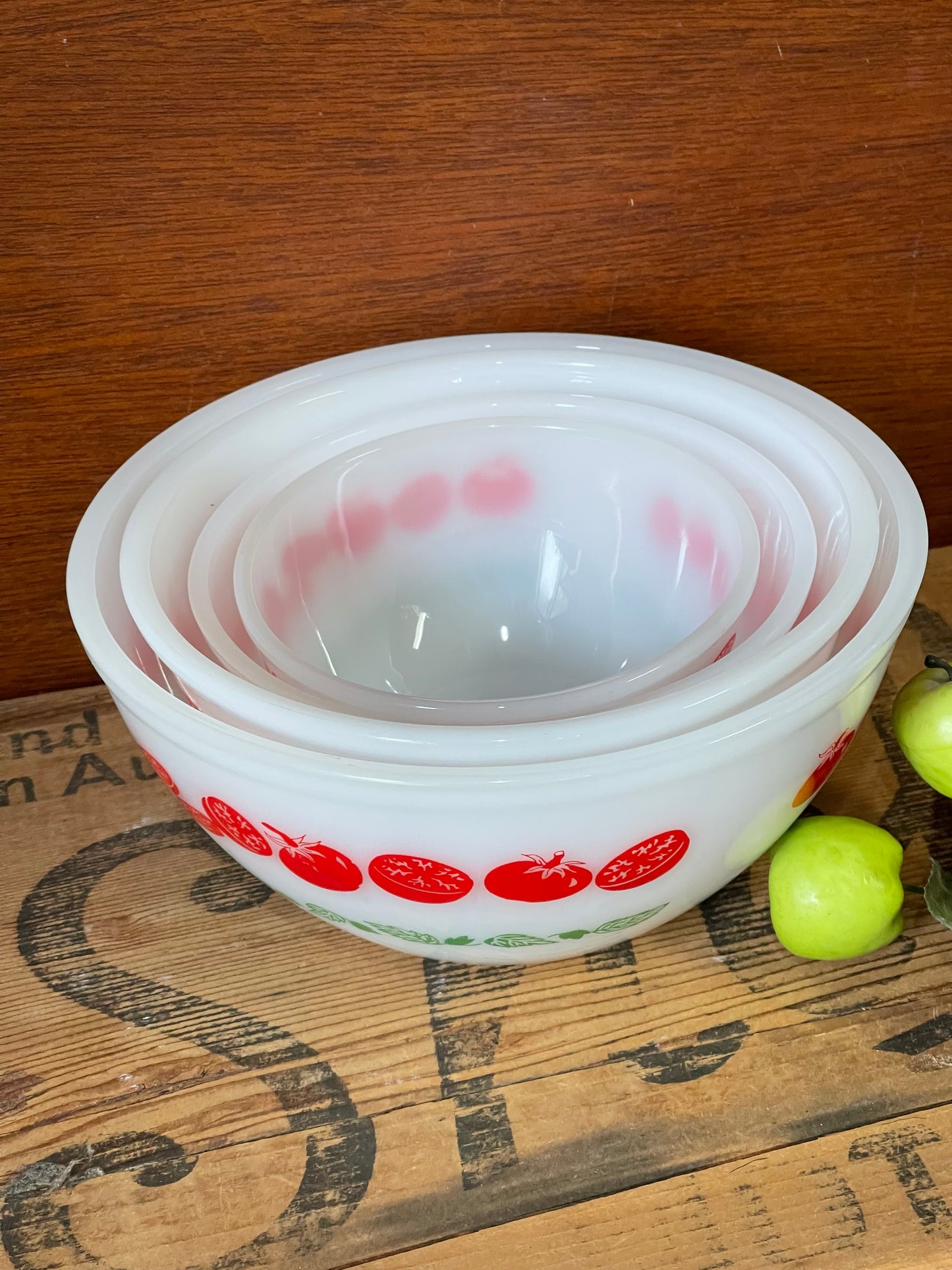 Set of 4 Vintage Australian Agee Pyrex Nesting Mixing Bowls c.1967 “Harvest”