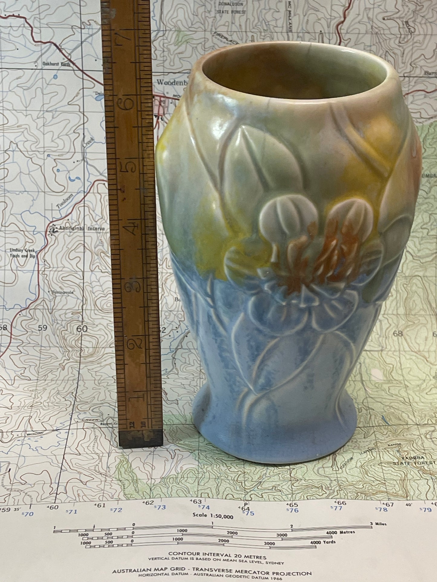 Vintage Art Nouveau Style Relief Pottery Vase – Floral Design