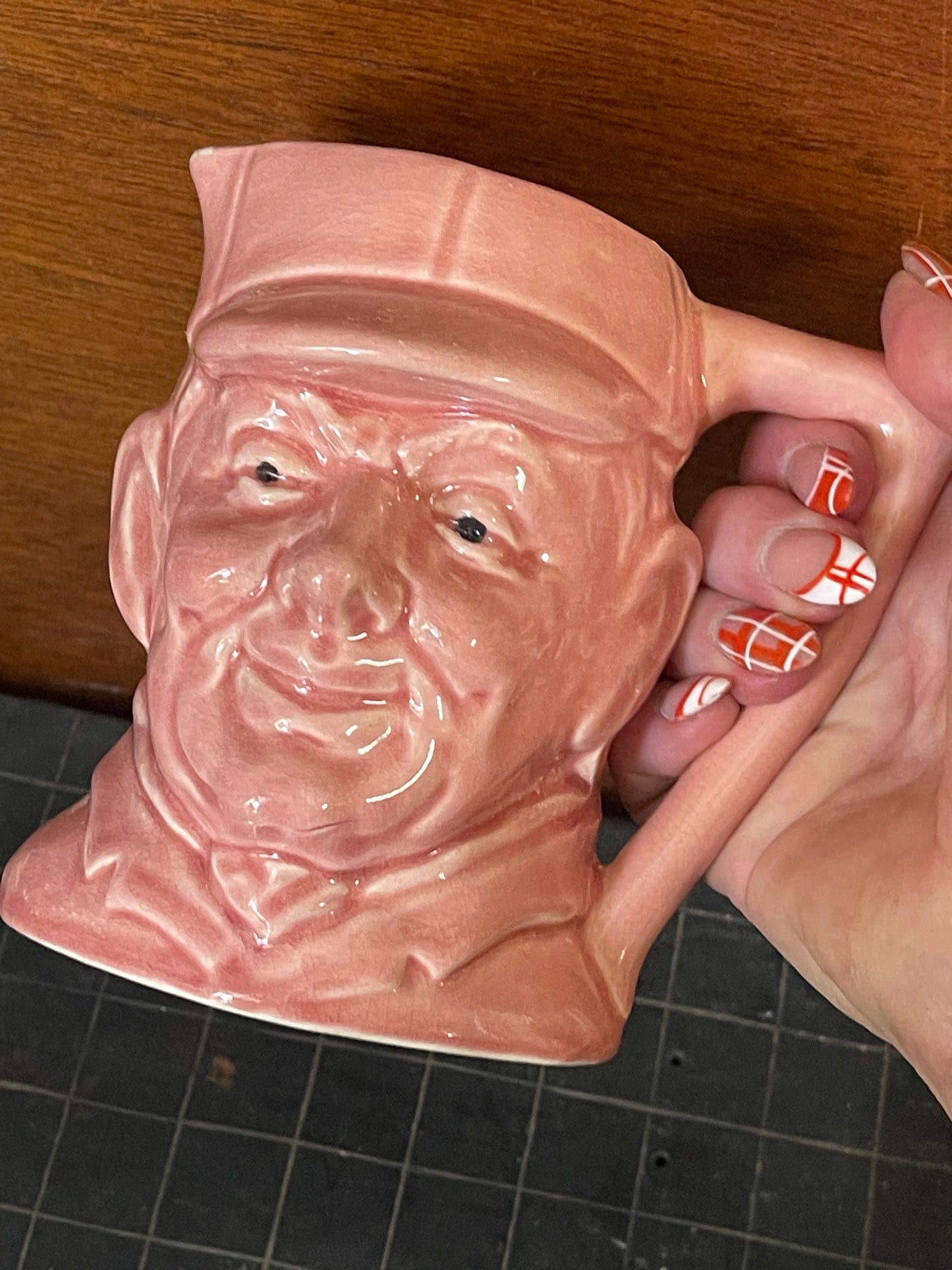 1940s Don Bradman Toby jug Pink Glaze