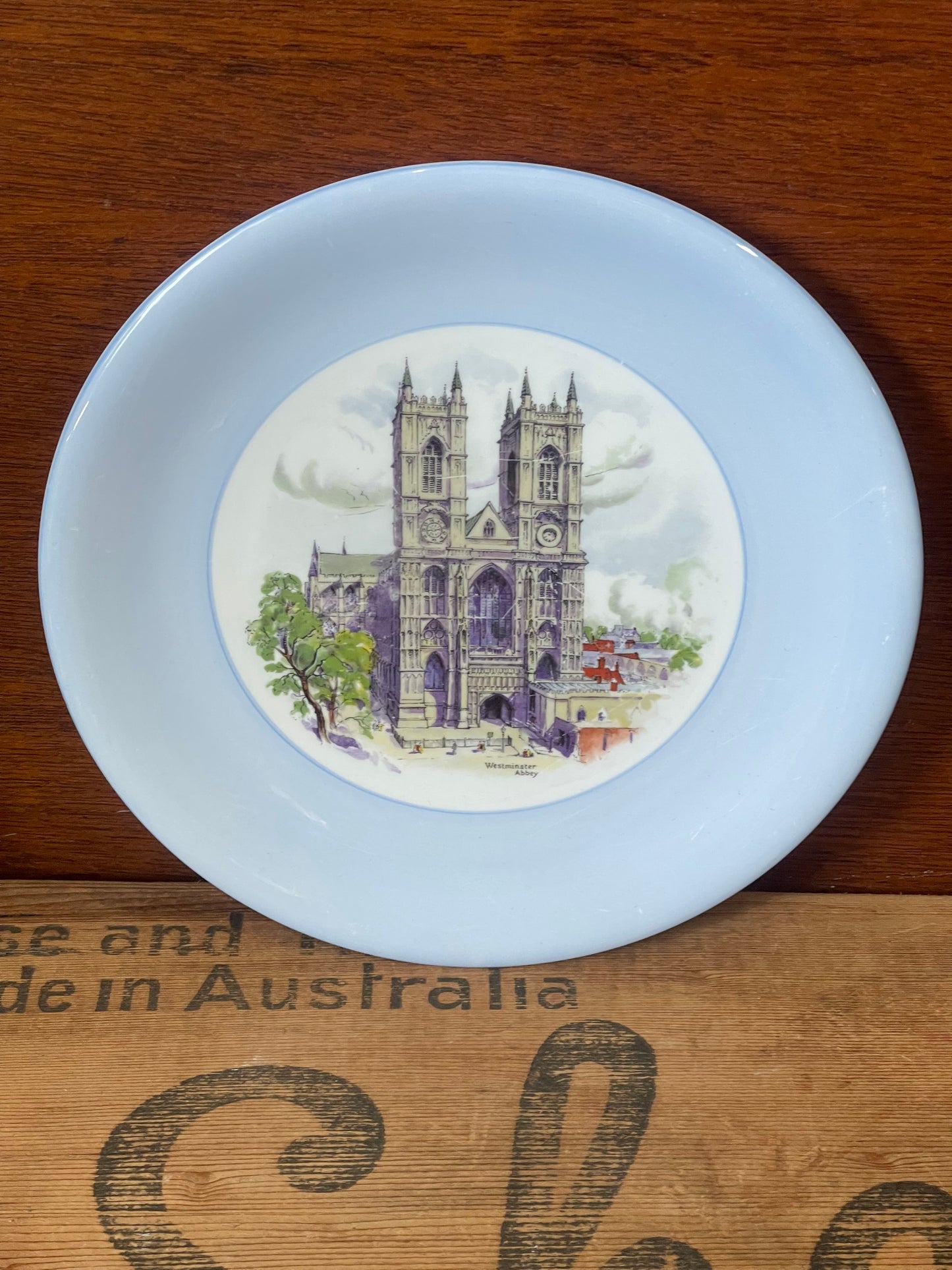 Shelley Westminster Abbey Dinner or cake Plate with blue border