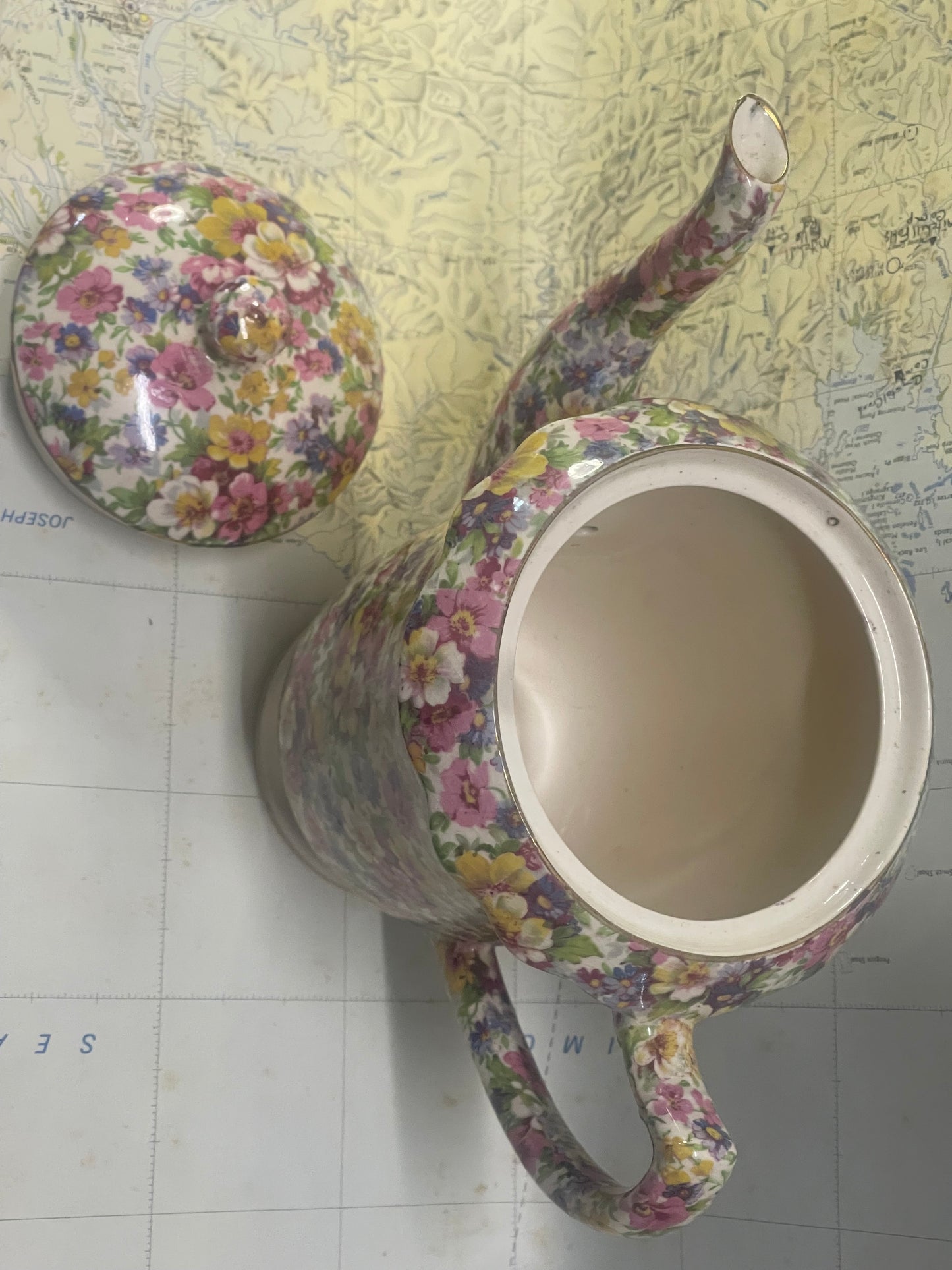 James Kent “Du Barry” Chintz Teapot & Sugar Bowl Set (England)