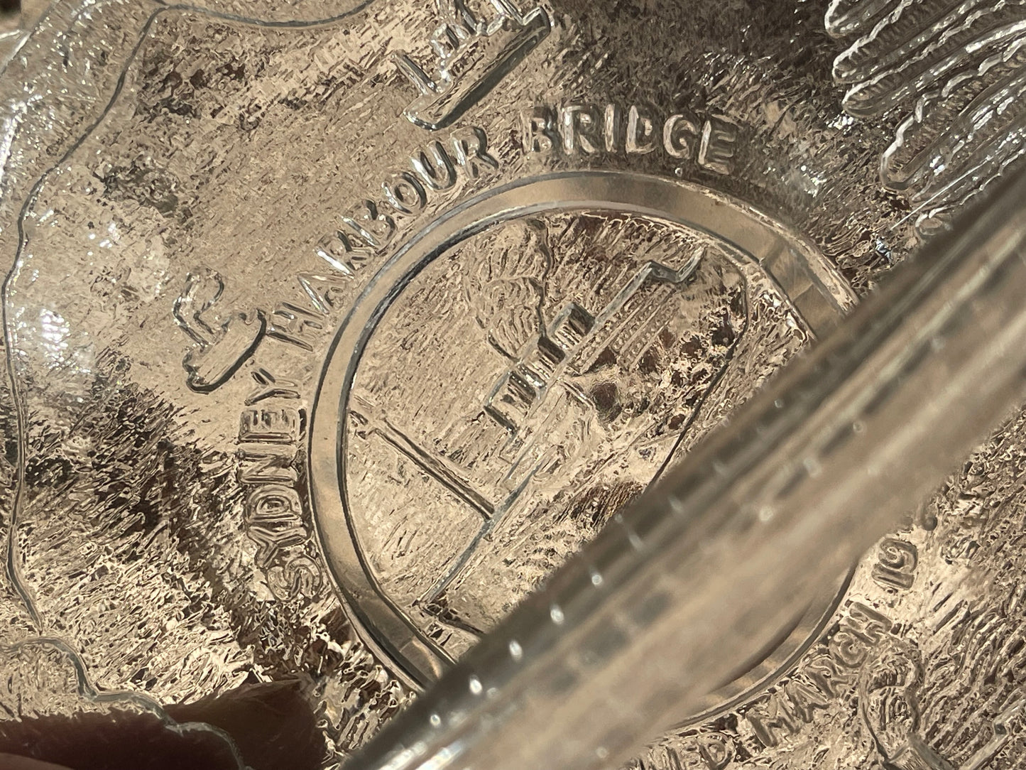 Sydney Harbour Bridge Souvenir Pressed-Glass Dish (c.1932 Opening)