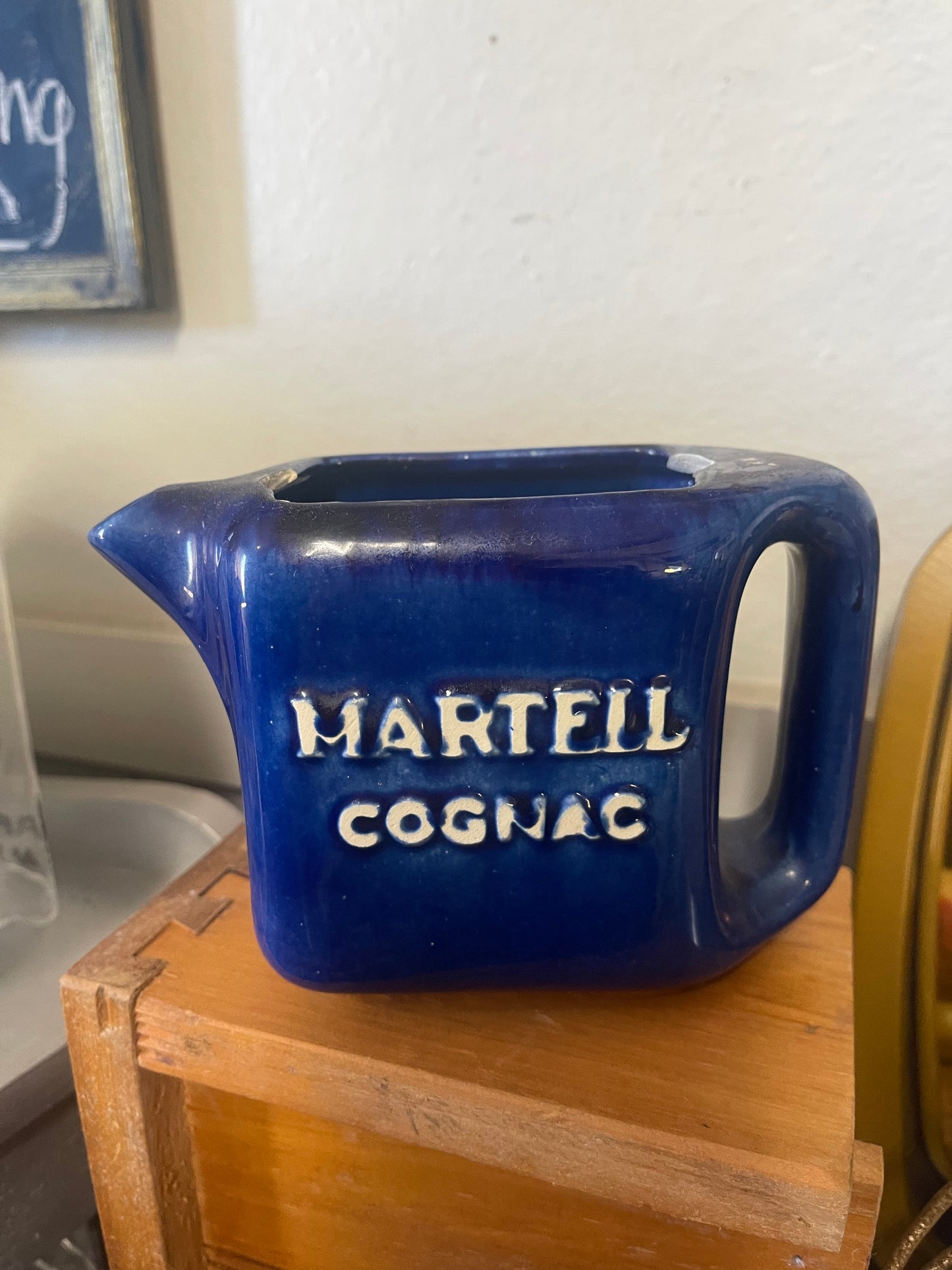1950's Martell Cognac Blue Serving Jug Pitcher