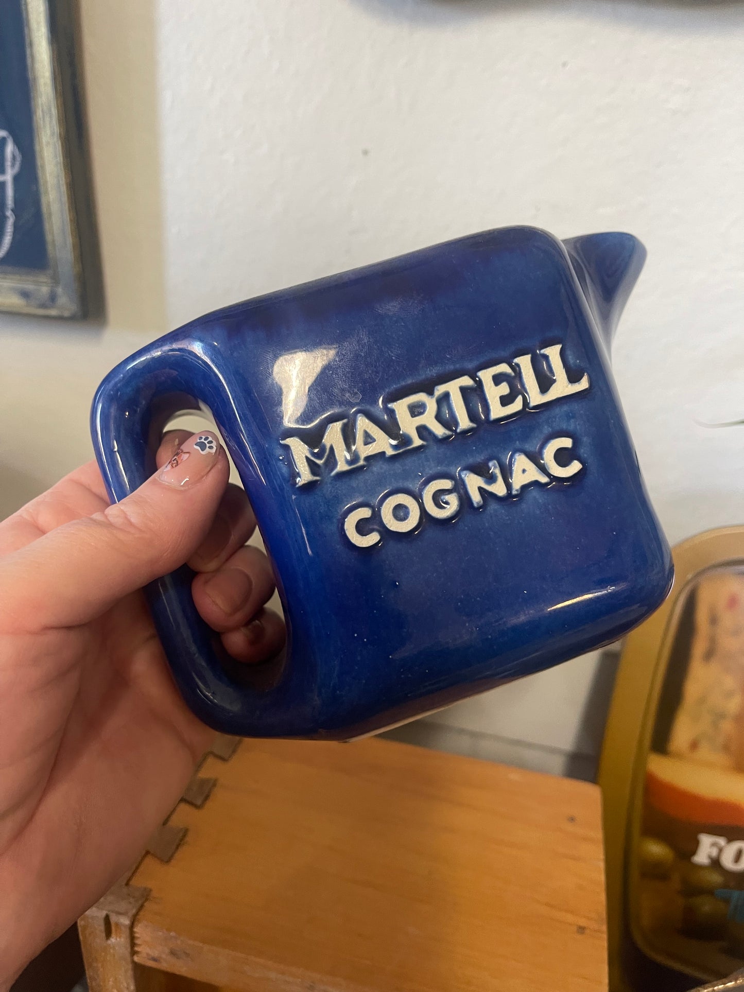 1950's Martell Cognac Blue Serving Jug Pitcher