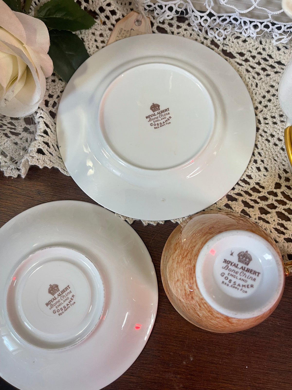 Vintage Royal Albert Gossamer Peach Bone China Tea Trio – England