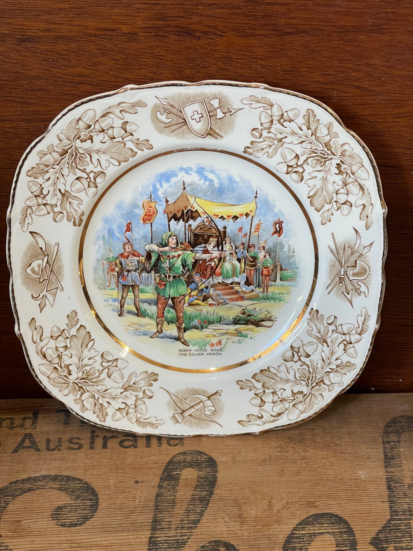 Vintage John Maddock & Sons Ltd Plate Robin Hood Wins the Silver Arrow