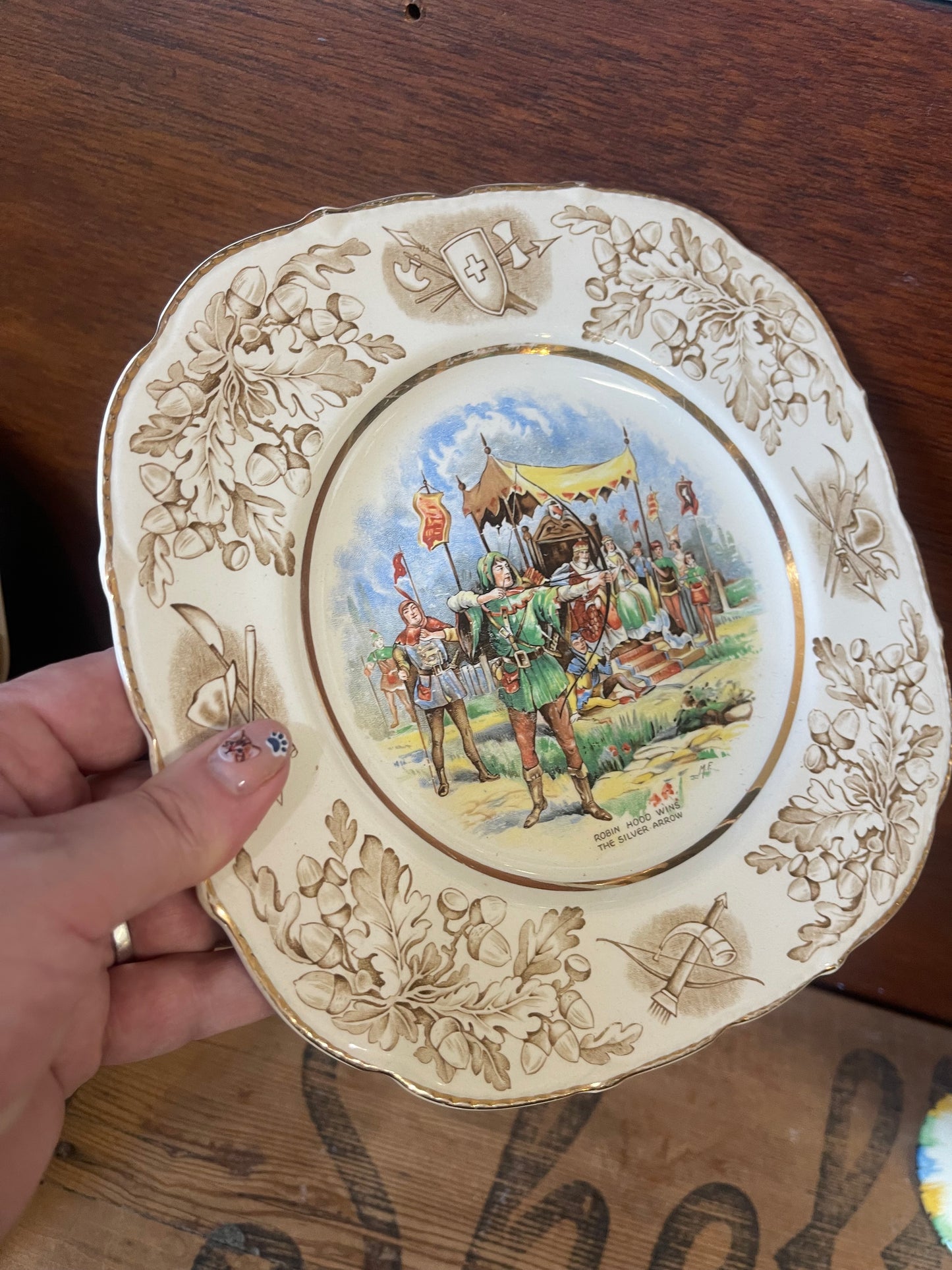 Vintage John Maddock & Sons Ltd Plate Robin Hood Wins the Silver Arrow