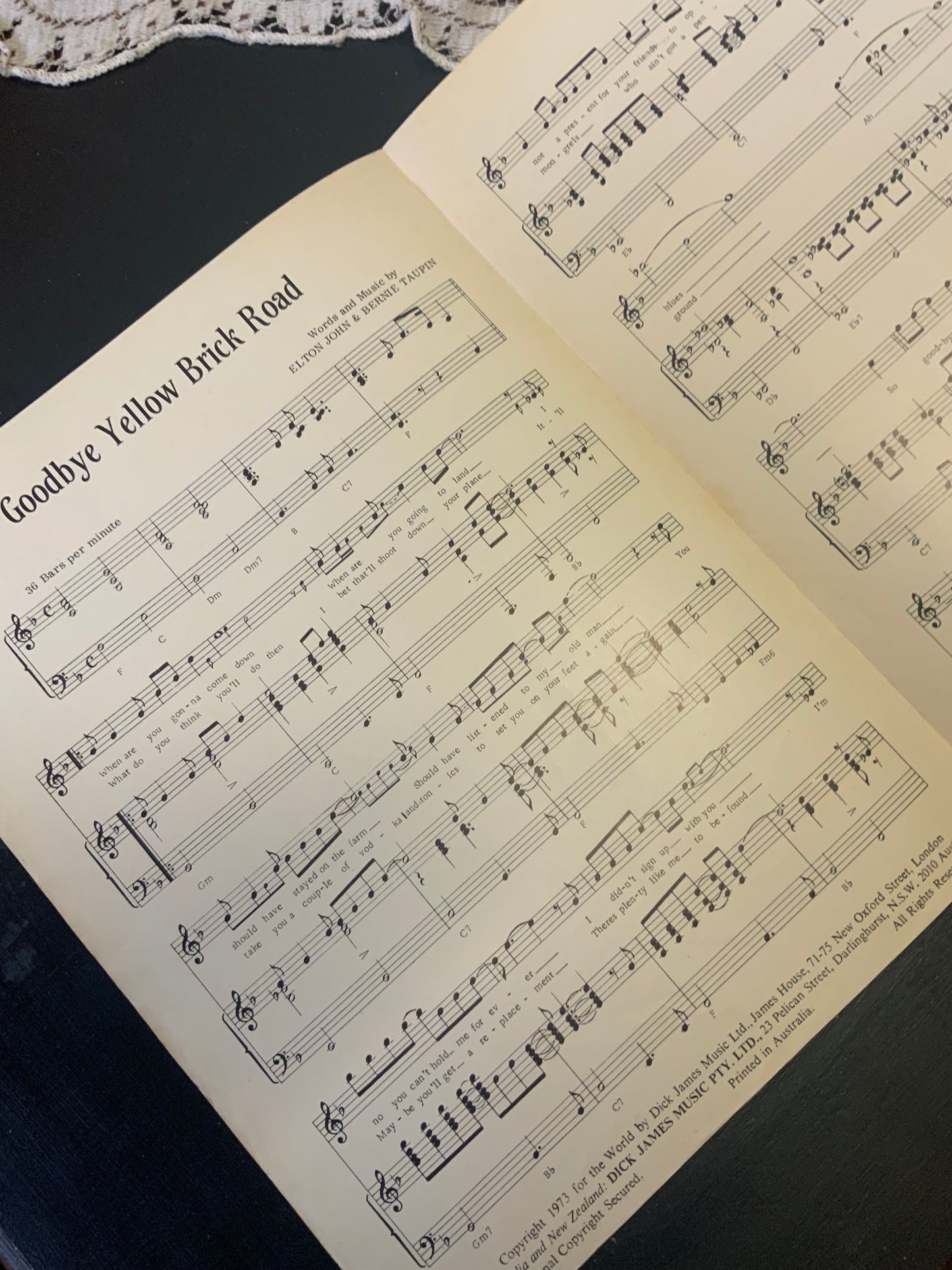 Elton John - Goodbye Yellow Brick Road Rare 1973 Oz Sheet Music