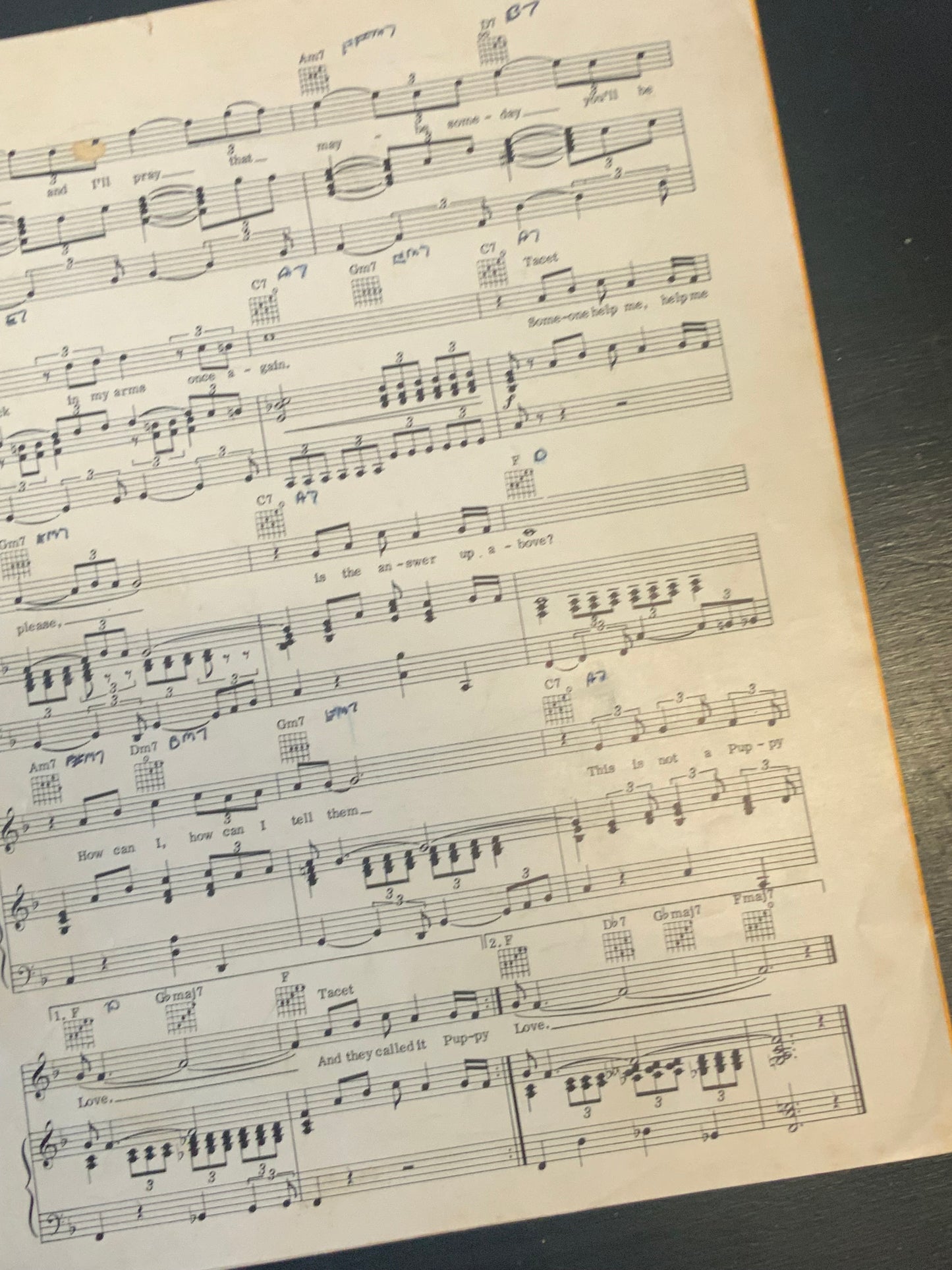 Donny Osmond Puppy Love sheet music/ words and music by Paul Anka 1972